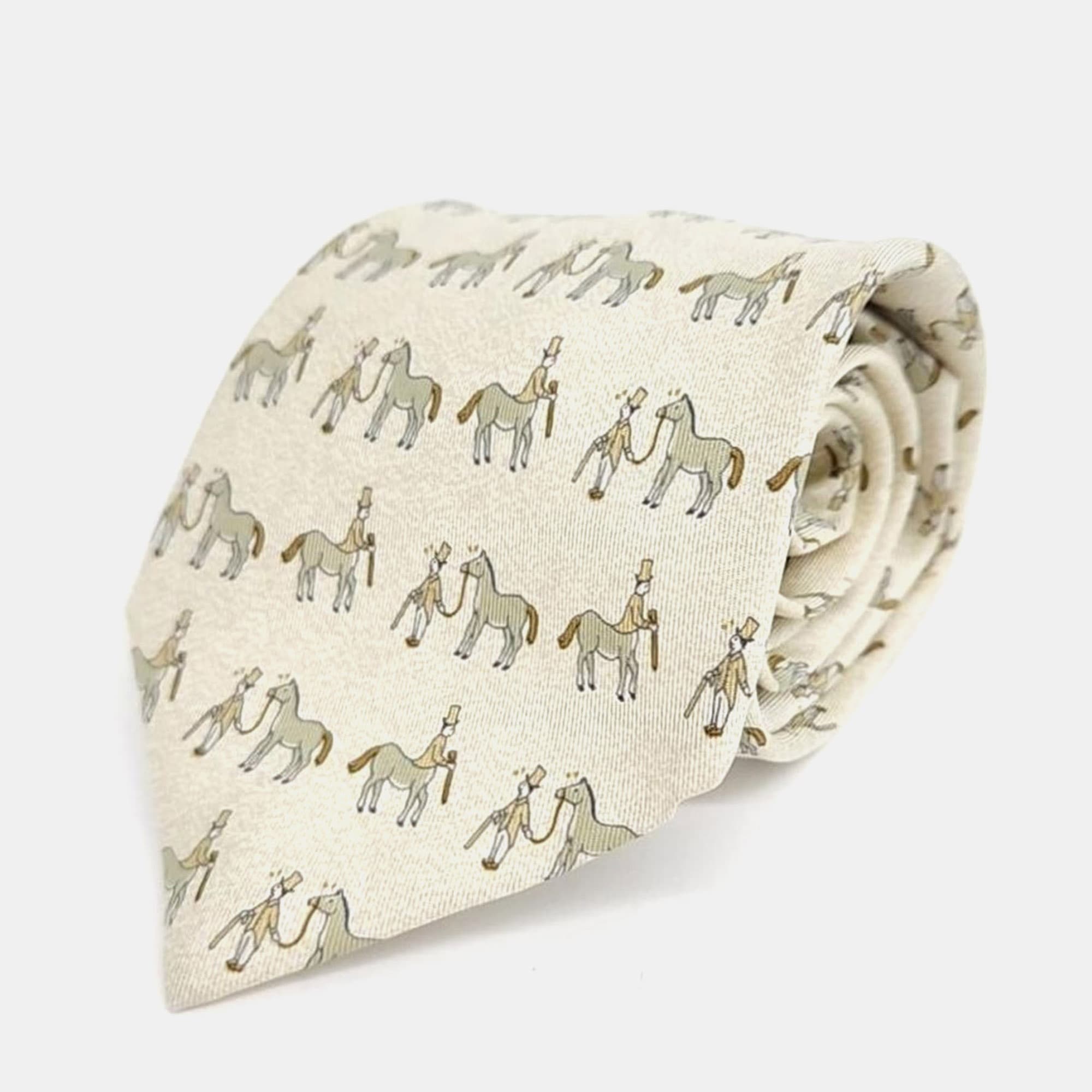 Hermes Silk Ivory Tie