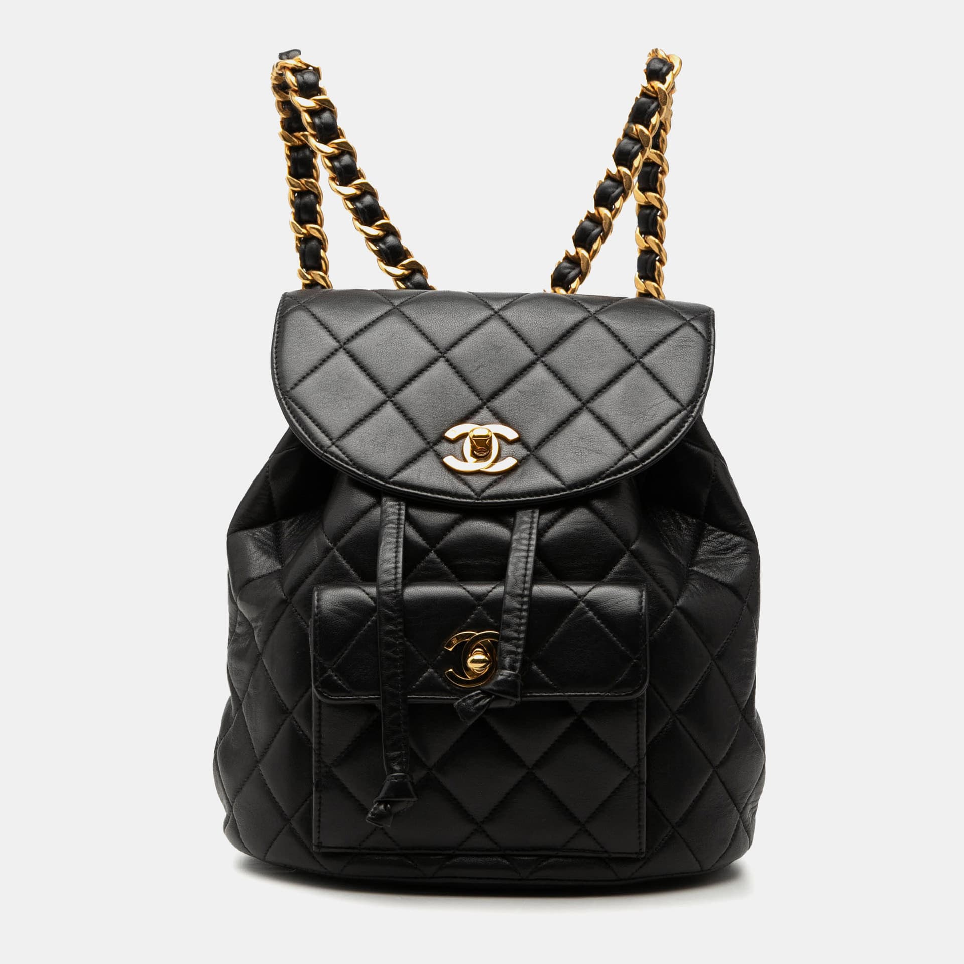 Chanel Duma Medium Black Lambskin Leather Backpack Bag