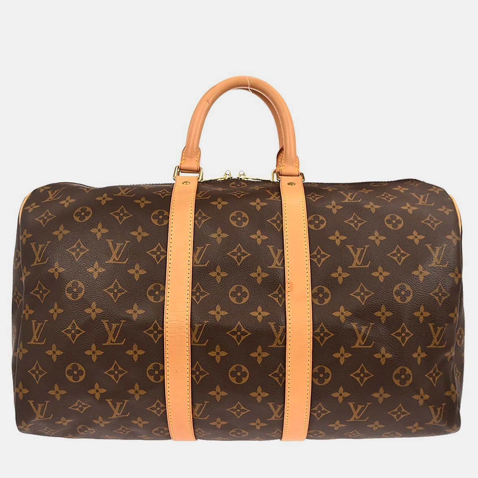 Louis Vuitton Brown Monogram Keepall 45 Duffle Bag