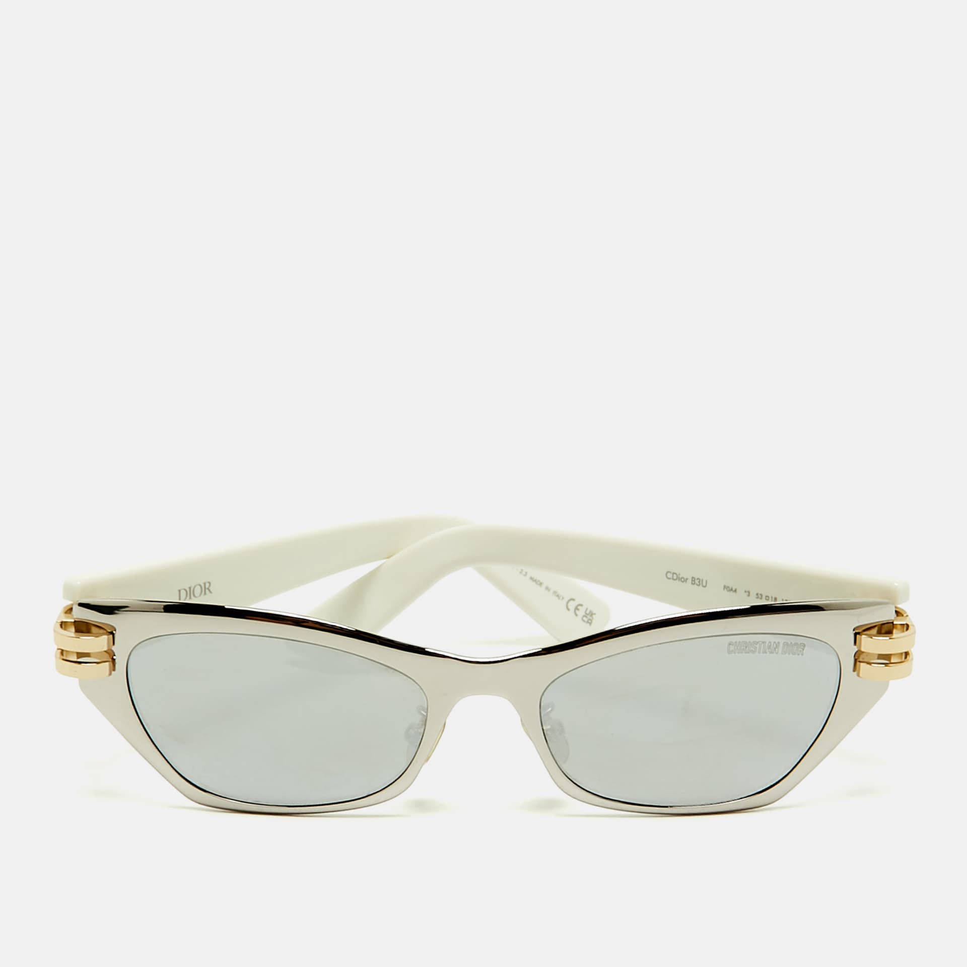 Dior White/Silver Mirrored Cdior B3U F04A Cat Eye Sunglasses