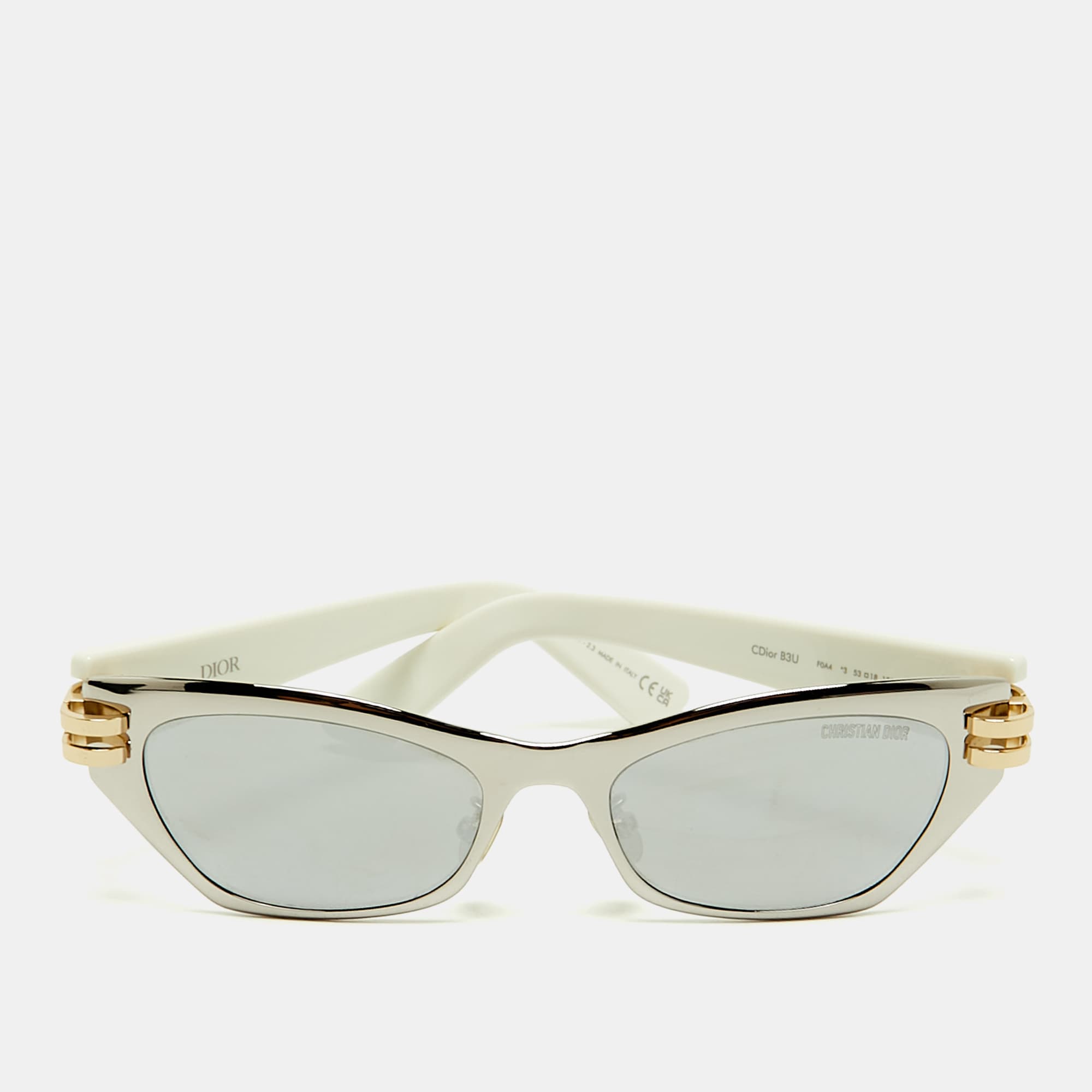 Dior White/Silver Mirrored Cdior B3U F04A Cat Eye Sunglasses