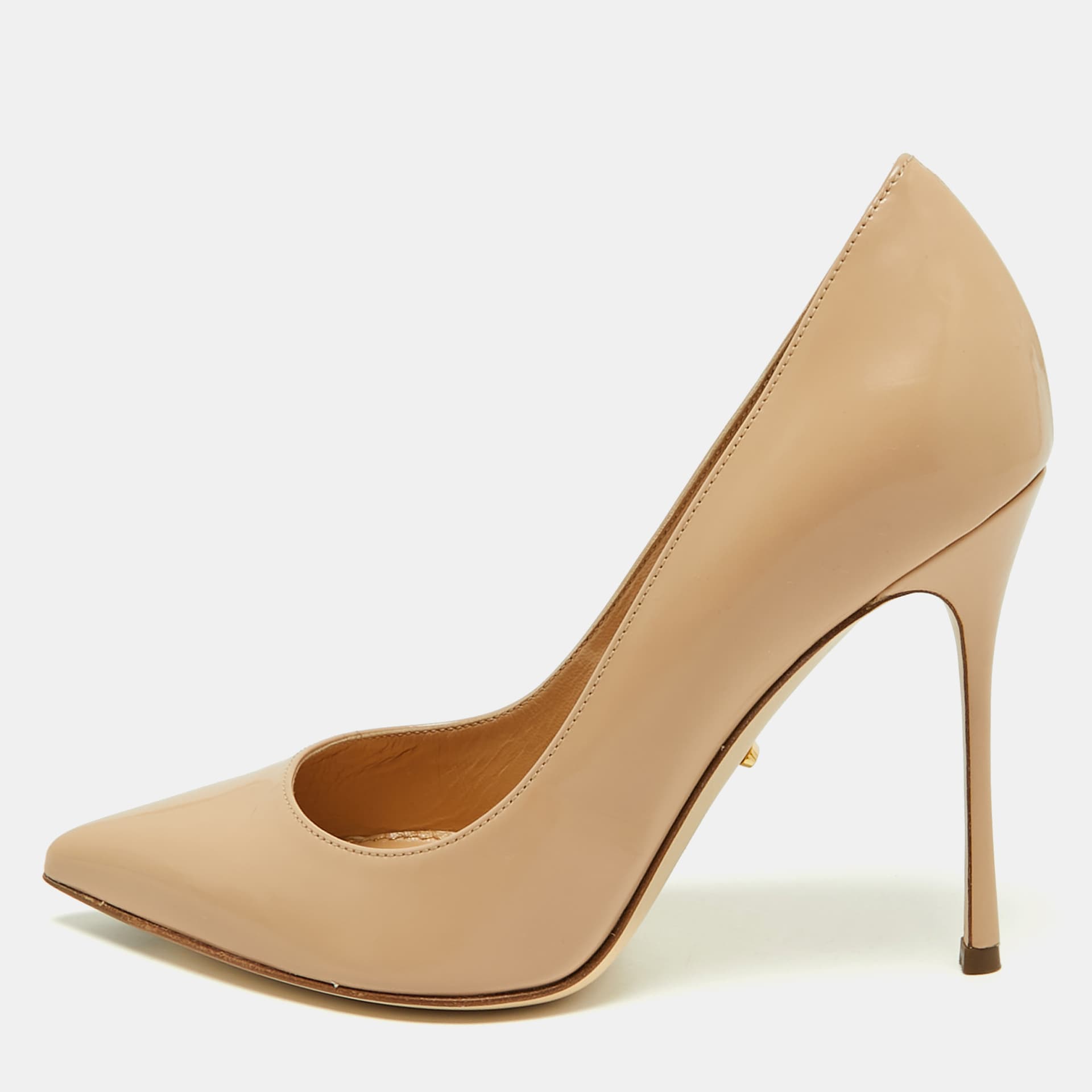 Gianvito Rossi Size 35 Beige Leather Pointed Toe Pumps
