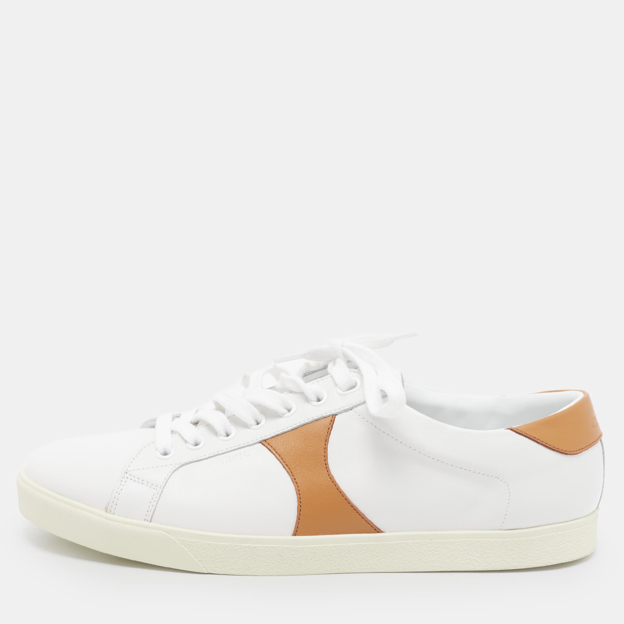 Celine Triomphe Size 43 White/Brown Leather Low Top Sneakers
