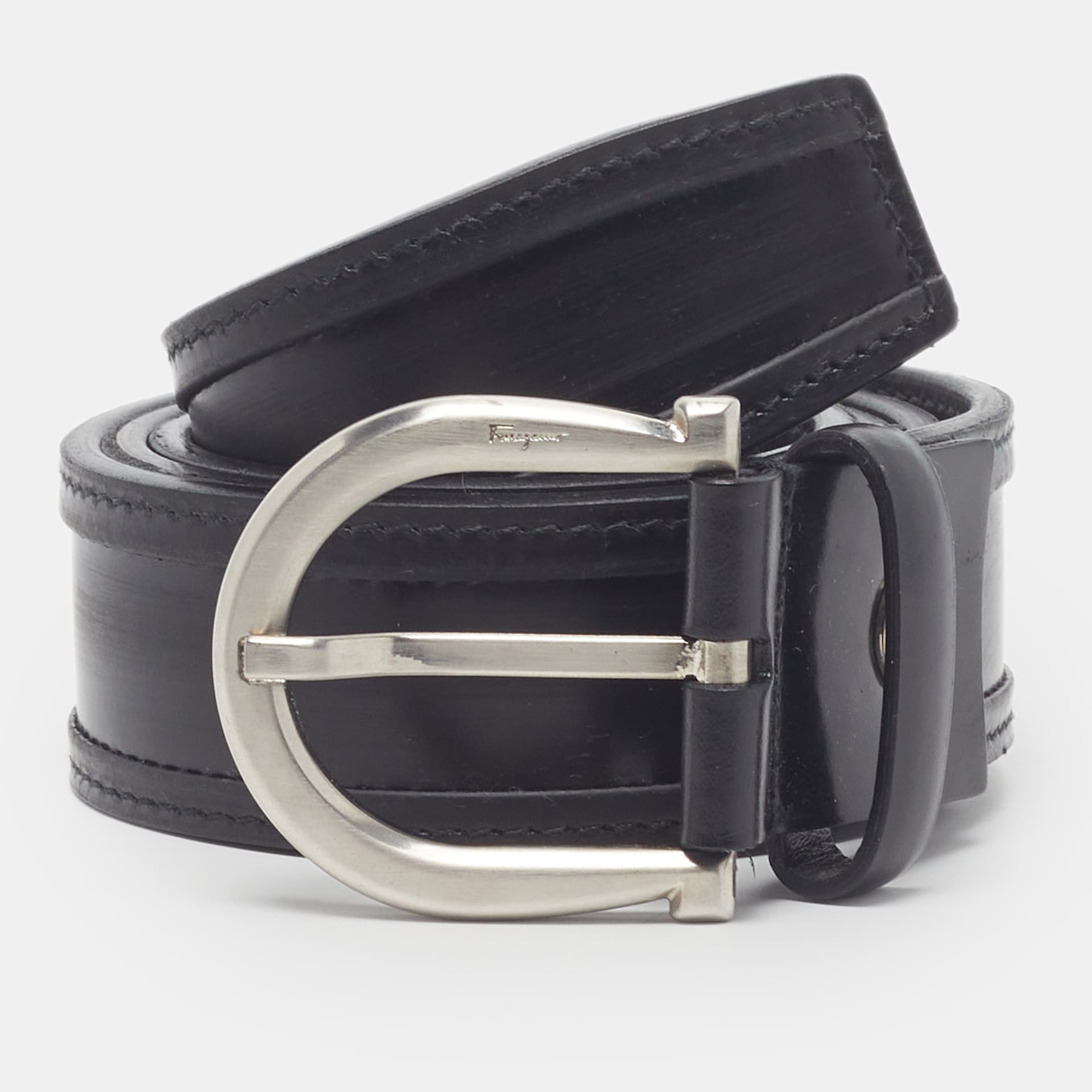 Salvatore Ferragamo Buckle Belt Black Leather