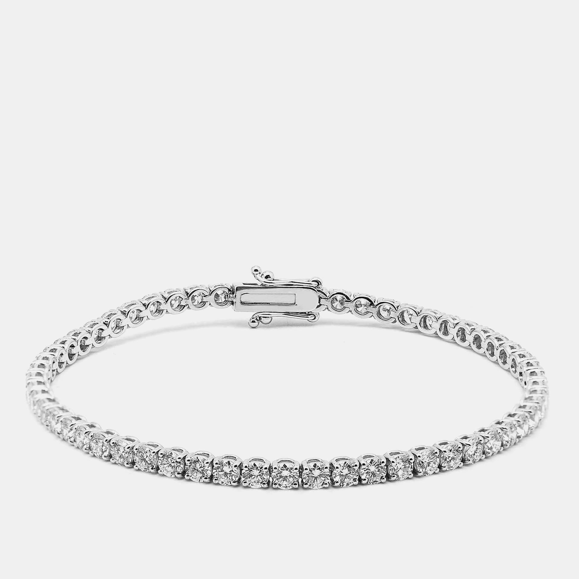 5.20 cts Round Brilliant Lab Grown Diamonds Sterling Silver 925 Tennis Bracelet 18 cm