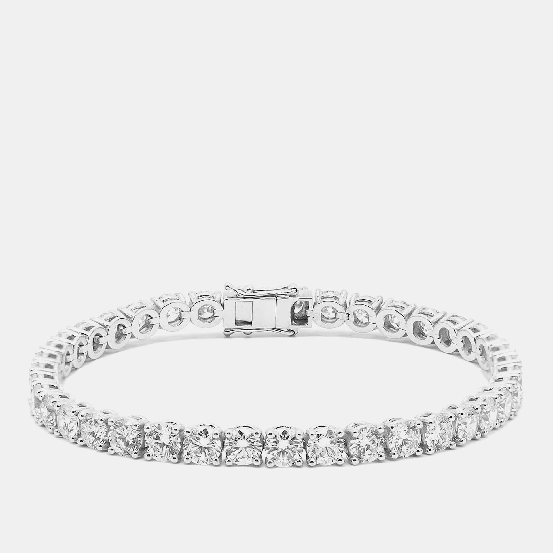 11.00 cts Round Brilliant Lab Grown Diamonds Sterling Silver 925 Tennis Bracelet 16 cm