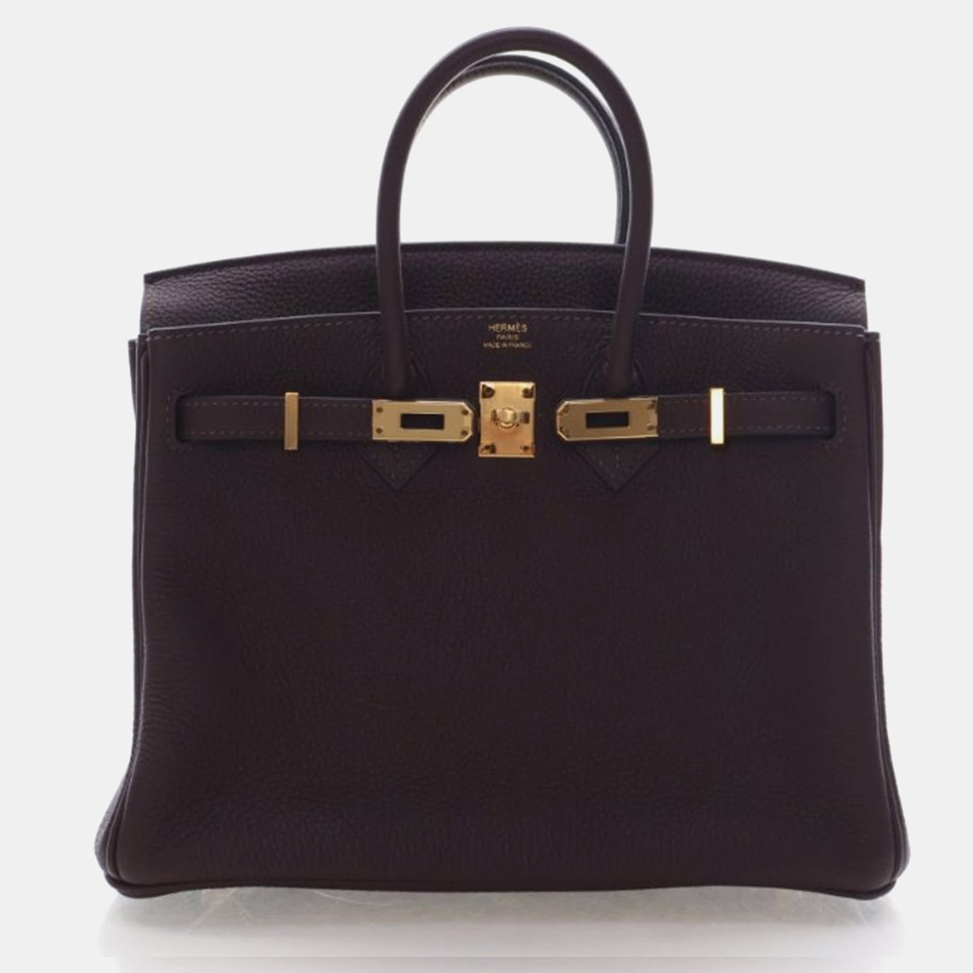 Hermes Birkin 25 Chocolate Togo Calfskin Leather Top Handle Bag
