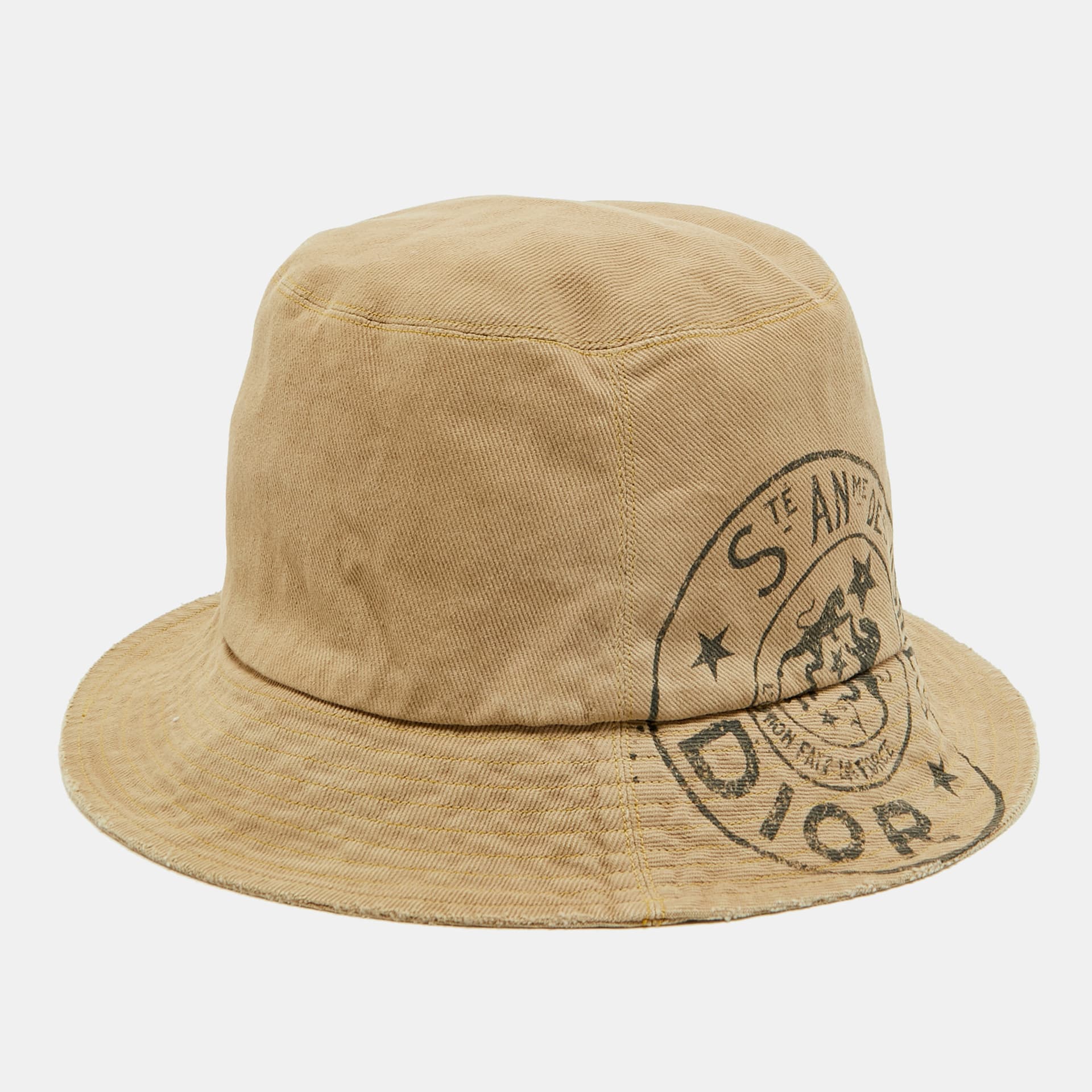 Christian Dior Beige Cotton Union Bucket Hat Size 57