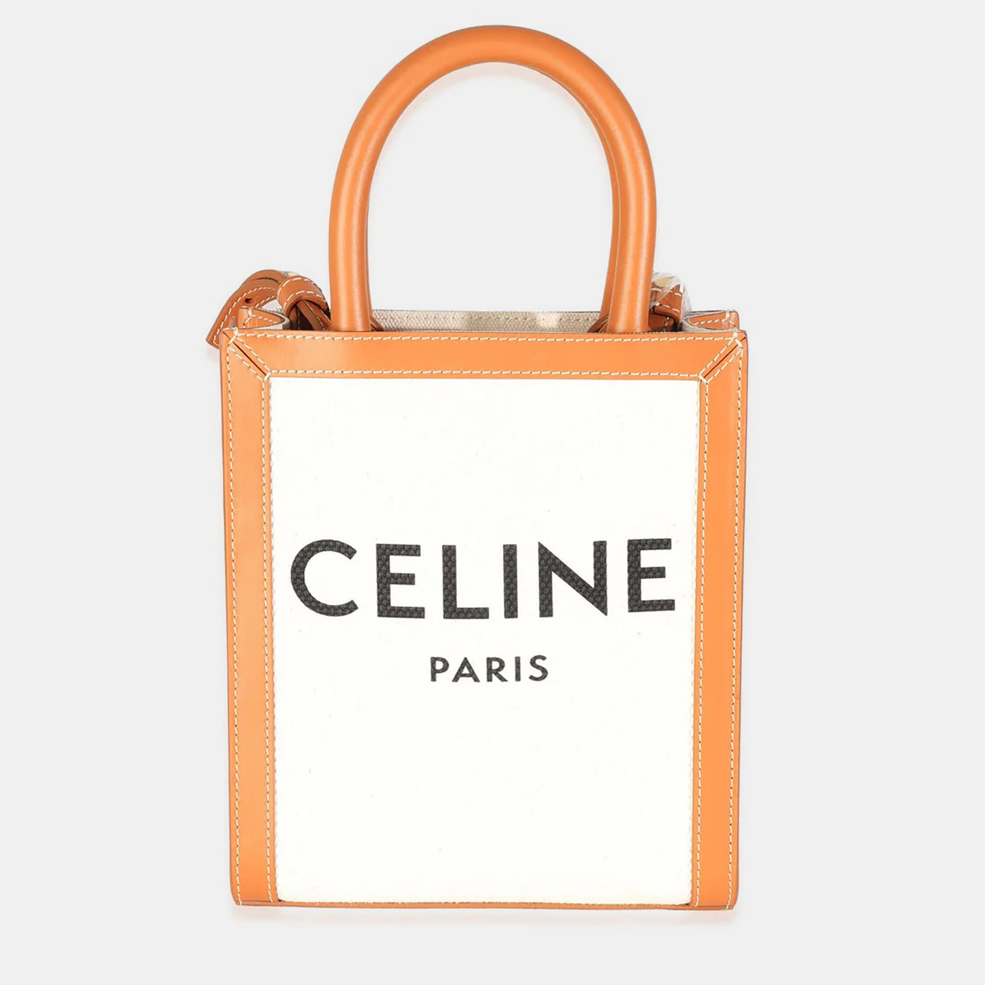 Celine Natural Tan Canvas Calfskin Mini Vertical Cabas Bag