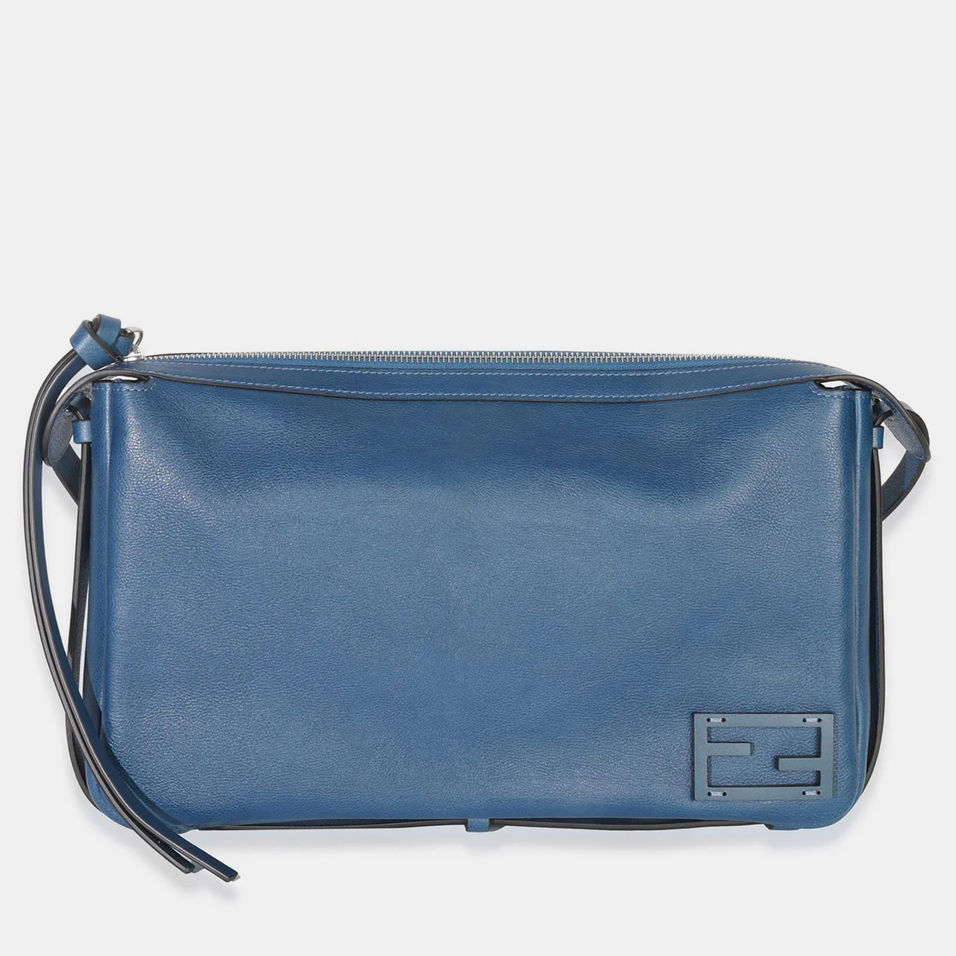 Fendi Blue Nappa Medium Simply Fendi Shoulder Bag