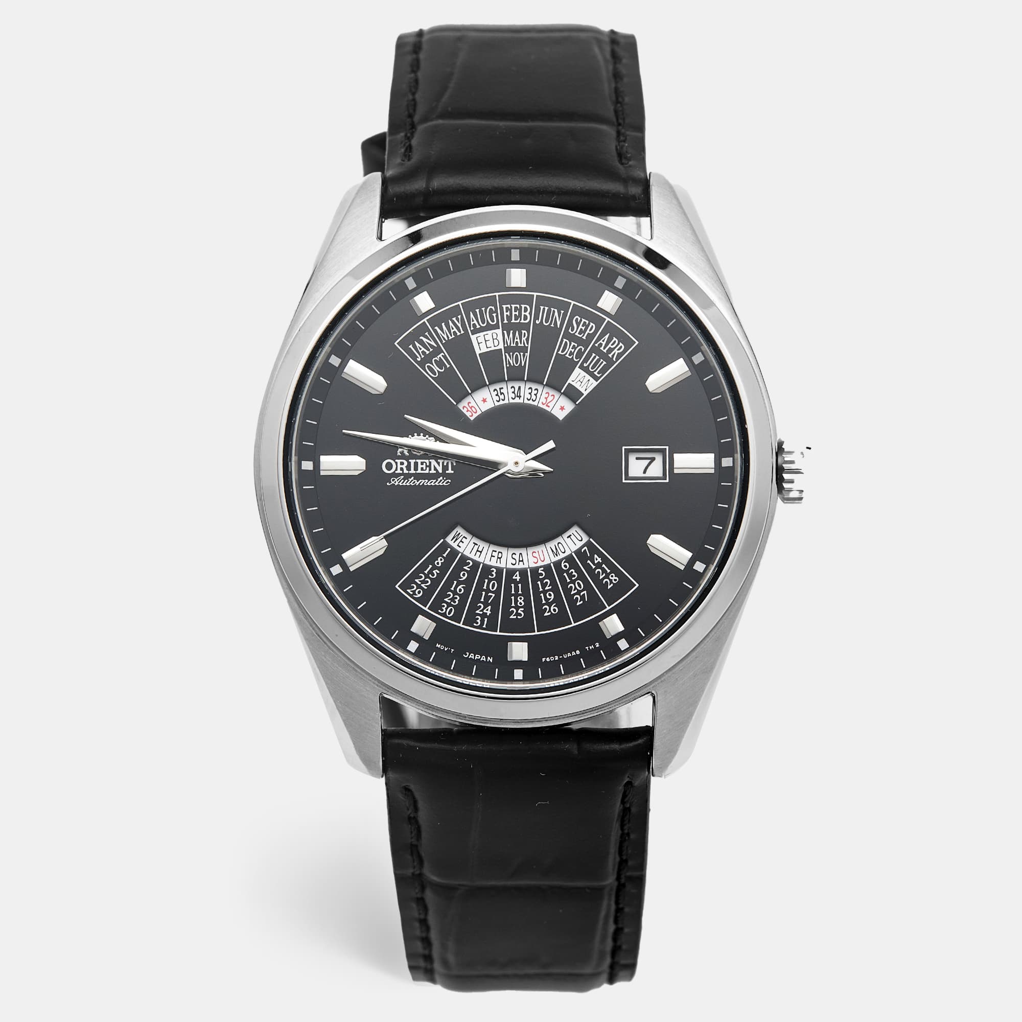 Orient Multi-Year Calendar RA-BA0006B10B Black Dial Stainless Steel Embossed Leather Men's Wristwatch 43.50 mm