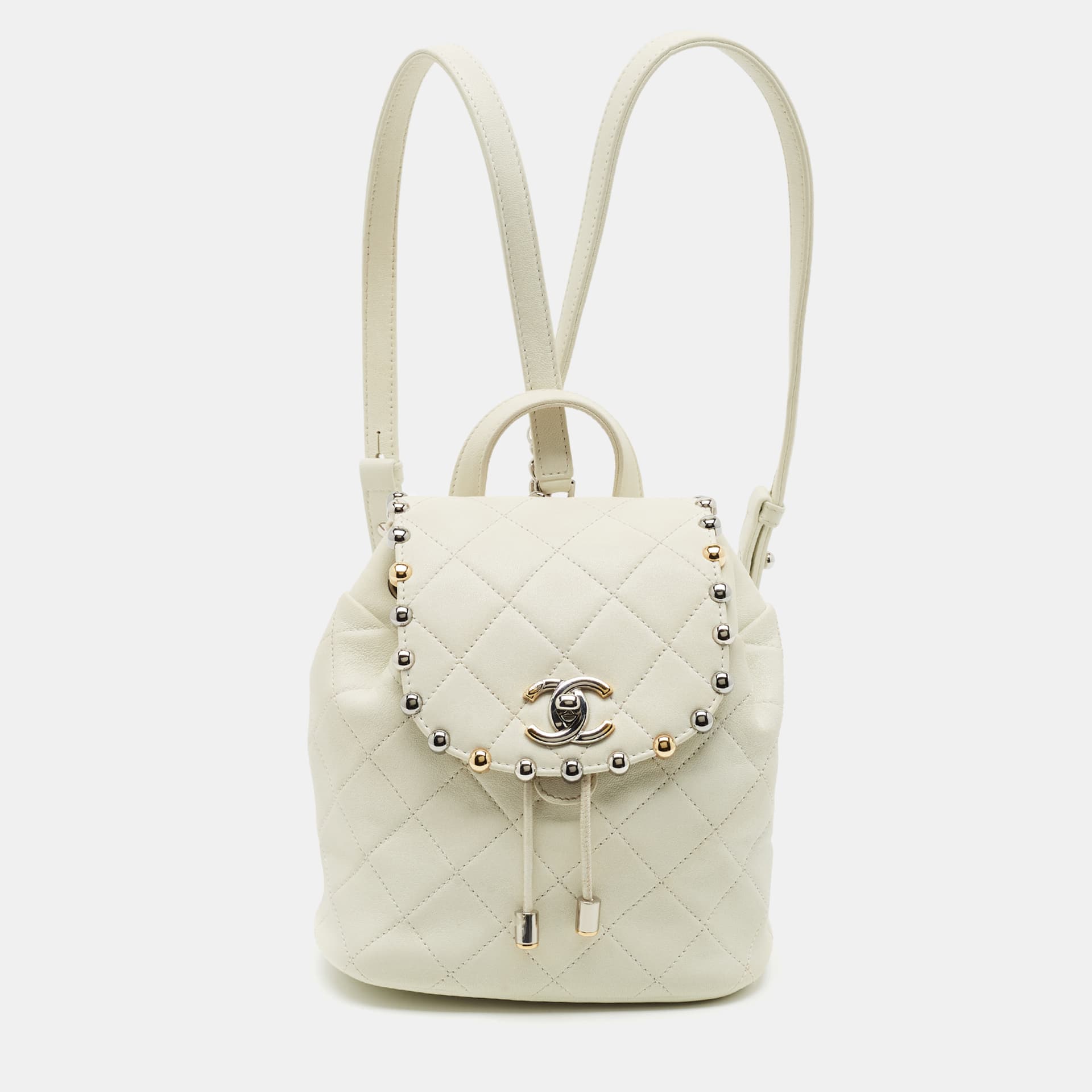 Chanel Bubble Off White Quilted Leather Backpack