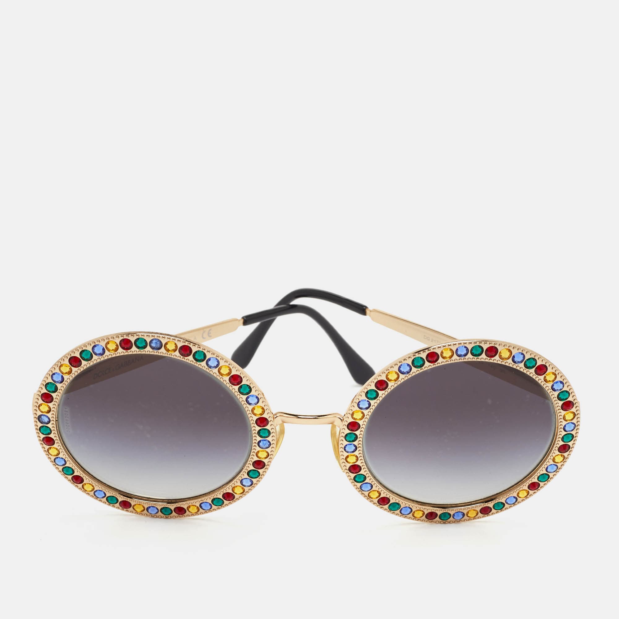 Dolce & Gabbana Black Gradient DG2170 B Mambo Crystal Round Sunglasses