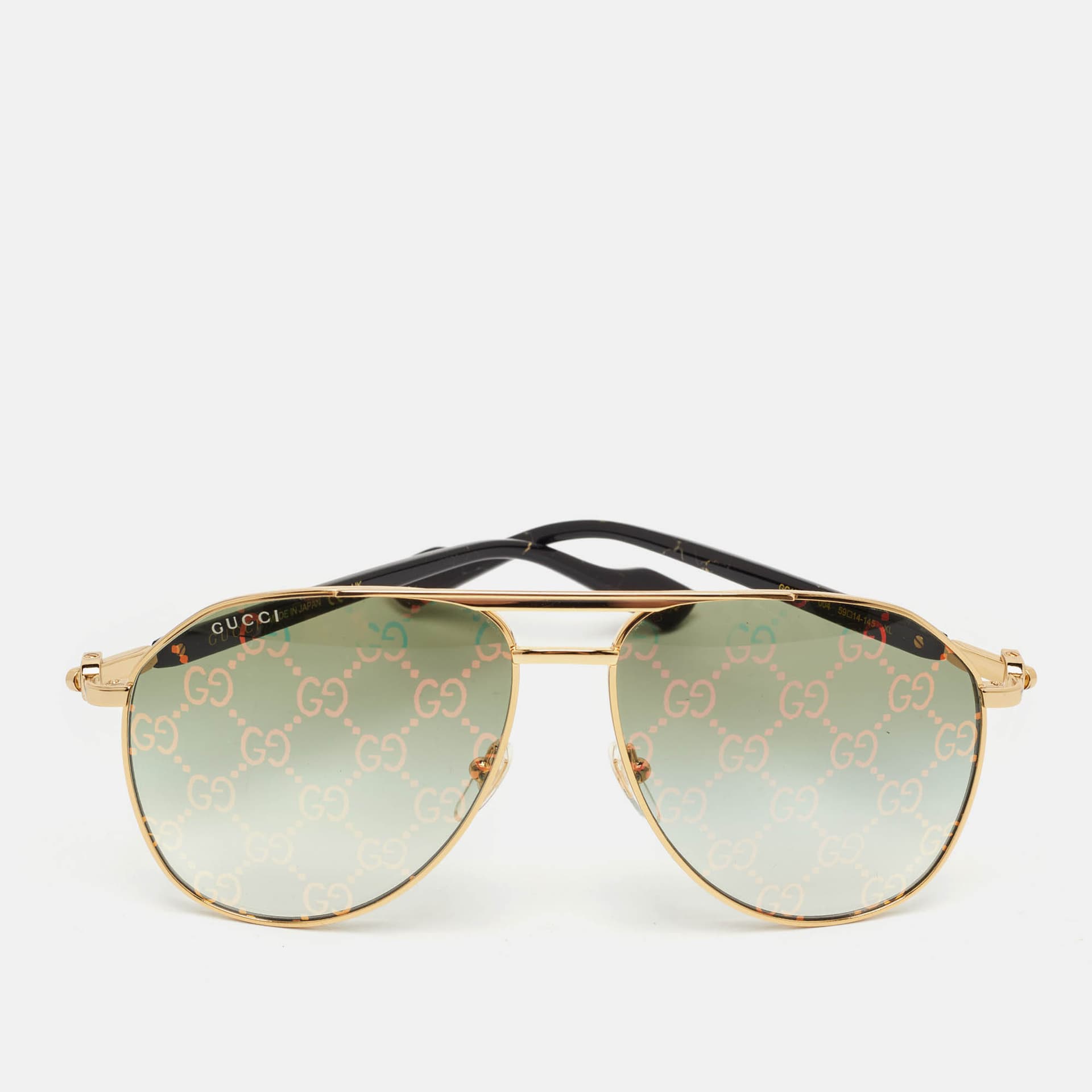 Gucci Black/Gold Tone GG1220S Aviator Sunglasses