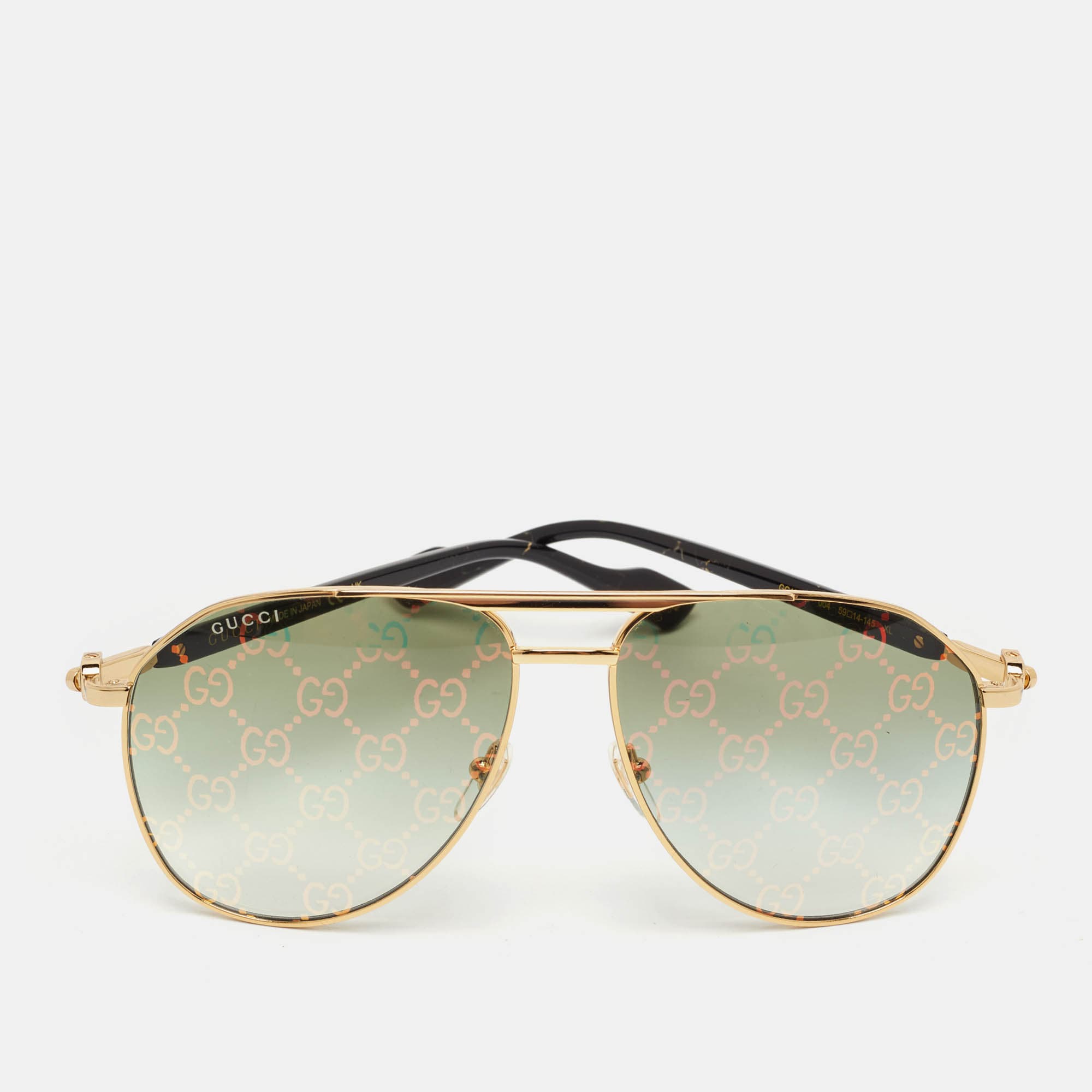 Gucci Black/Gold Tone GG1220S Aviator Sunglasses