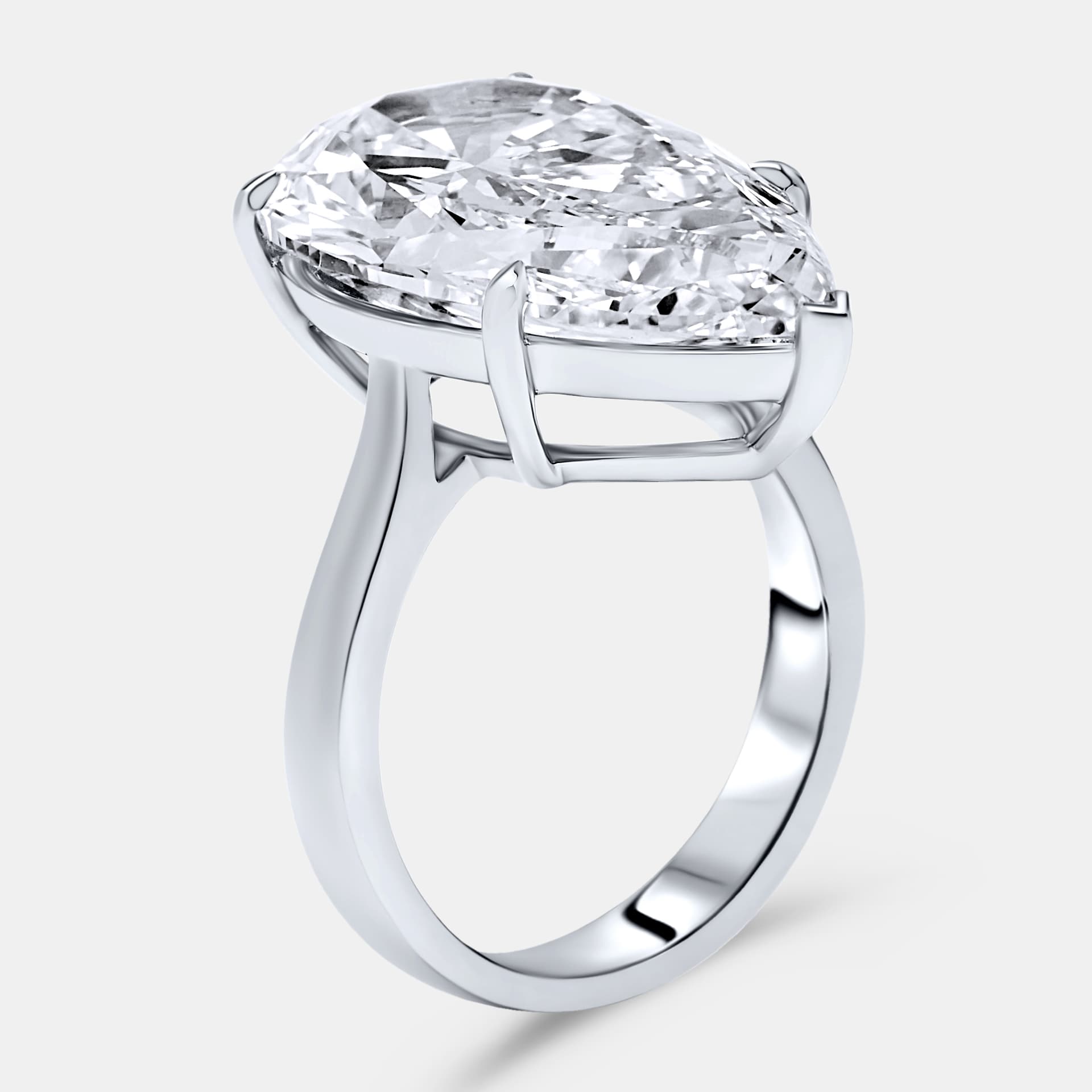 7.00 cts Pear Brilliant Lab Grown Diamond 18k White Gold Ring Size 51