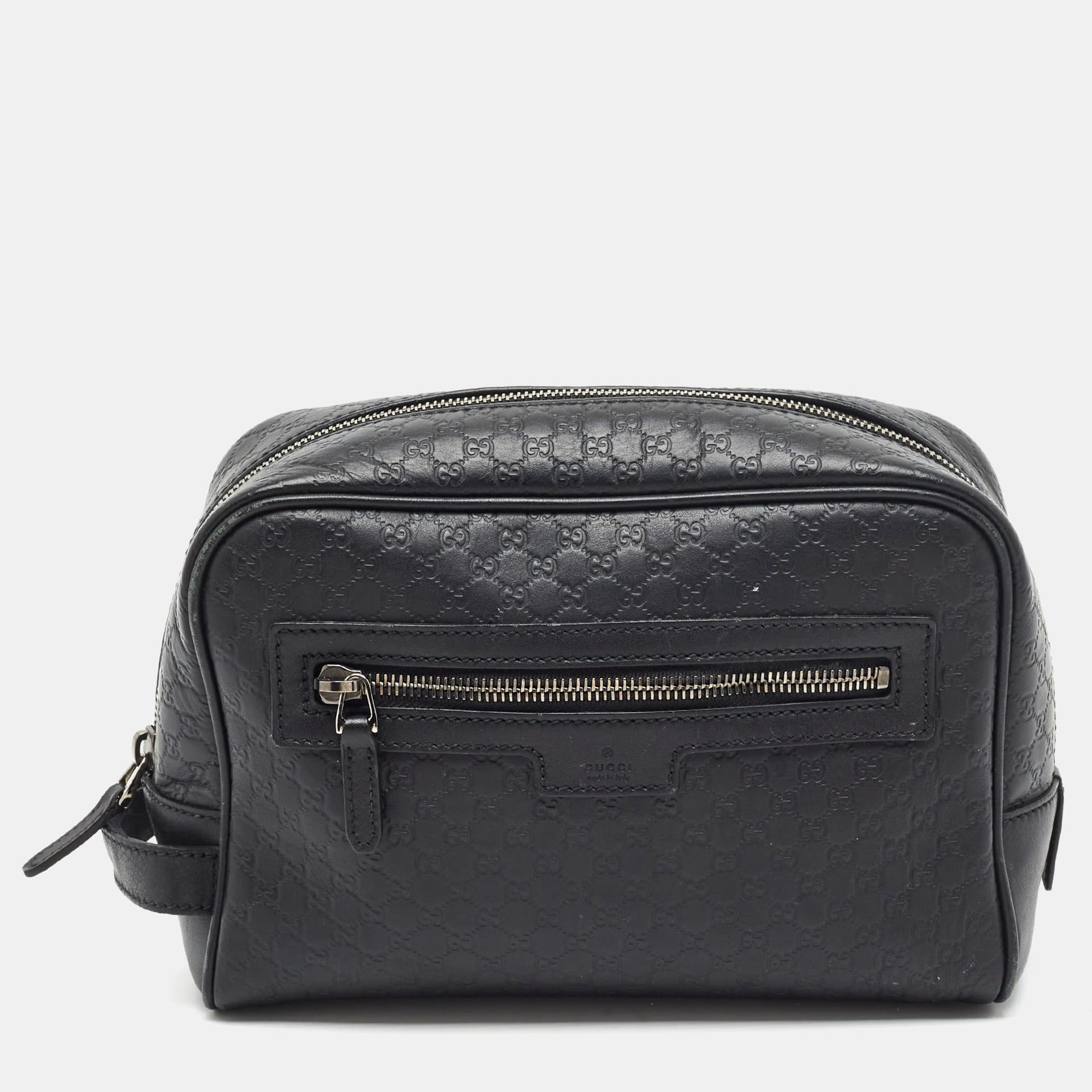 Gucci Black Microguccissima Leather Toiletry Pouch