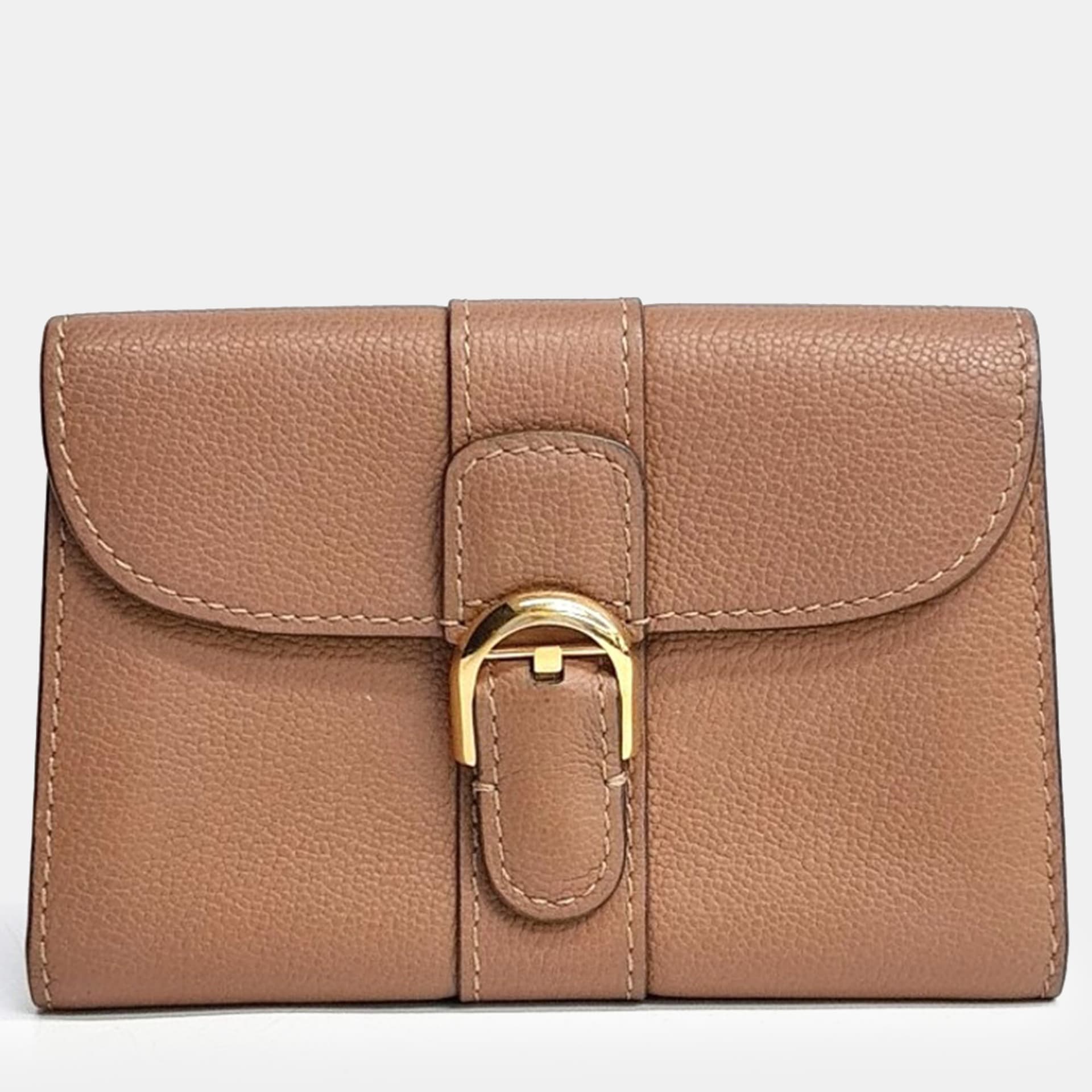 Delvaux Brillant Card Wallet Brown Grained Leather Wallet Bag