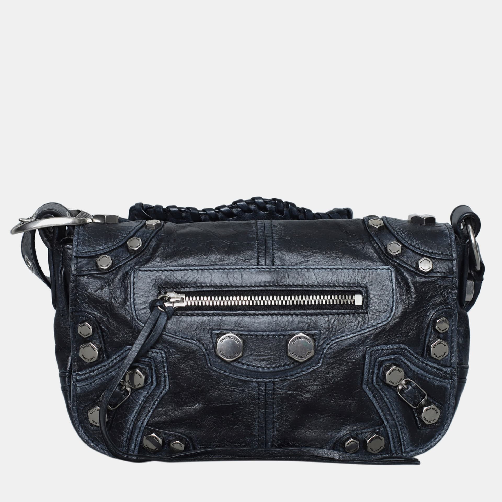 Balenciaga Le Cagole XS Black Aged Calfskin Leather Shoulder Bag