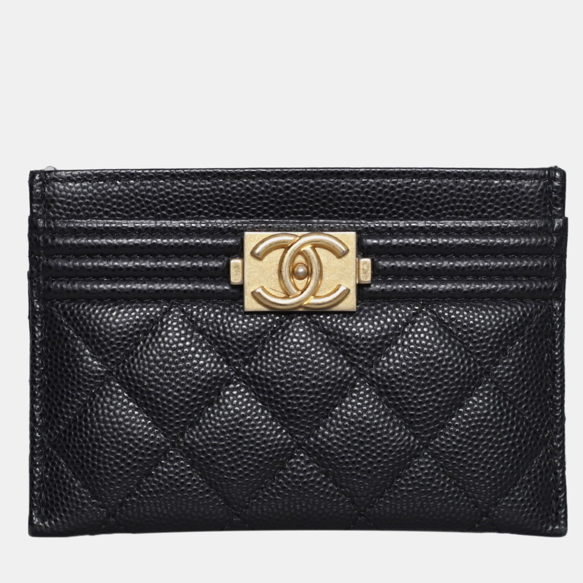 Chanel Boy Black Caviar Leather Card Holder Bag