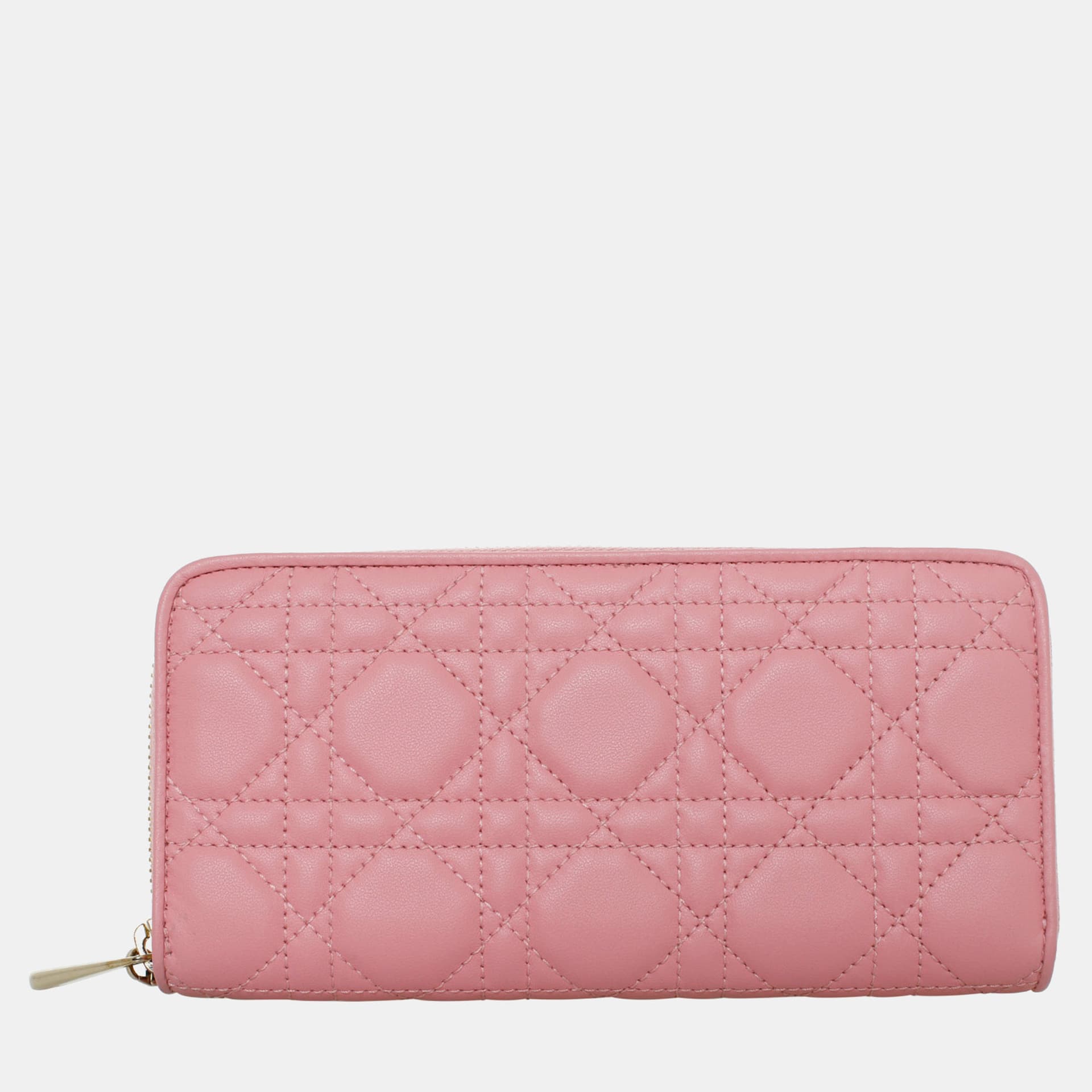 Dior Lady Dior Voyageur Pink Cannage Lambskin Leather Wallet Bag