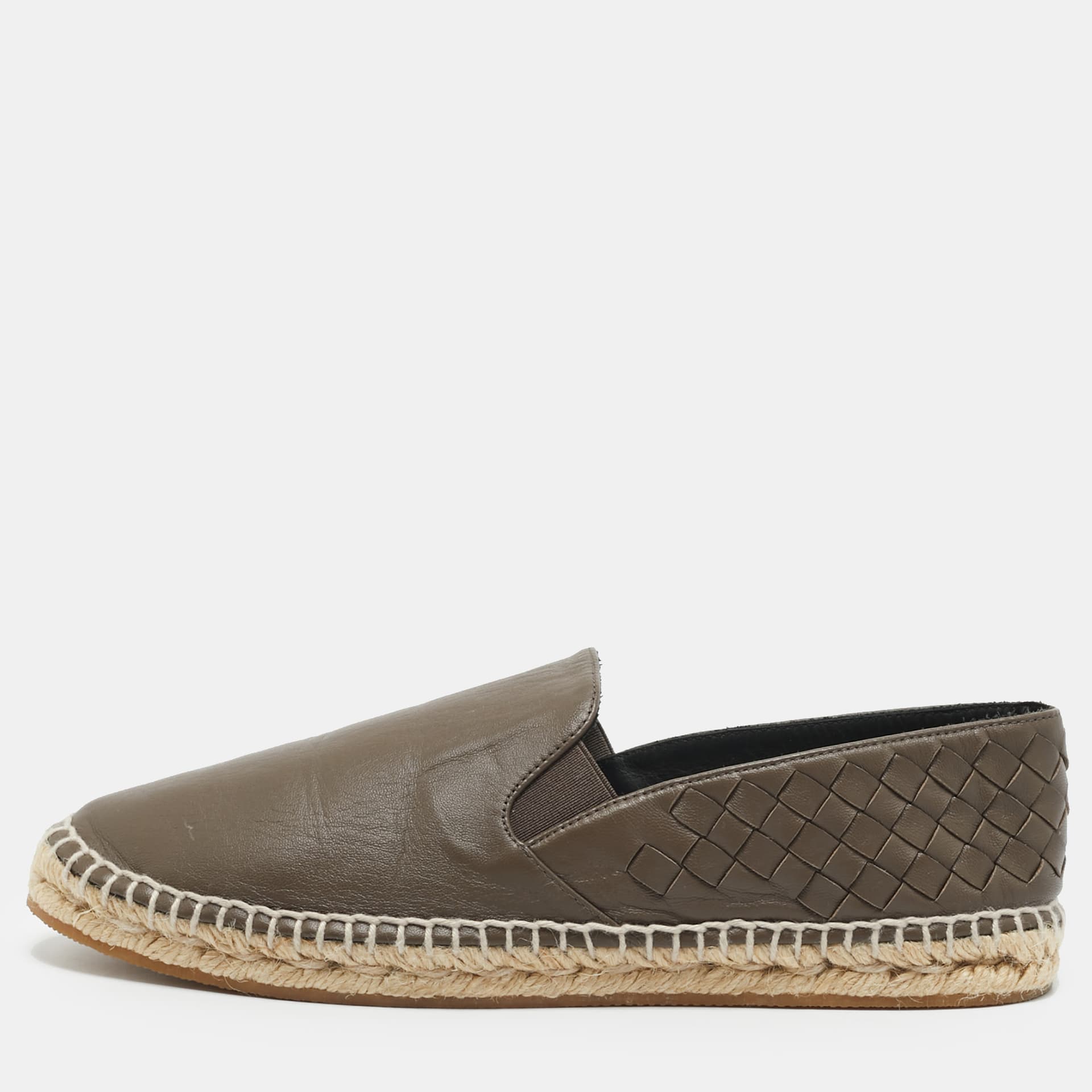 Bottega Veneta Intrecciato Size 38 Brown Leather Espadrille Flats