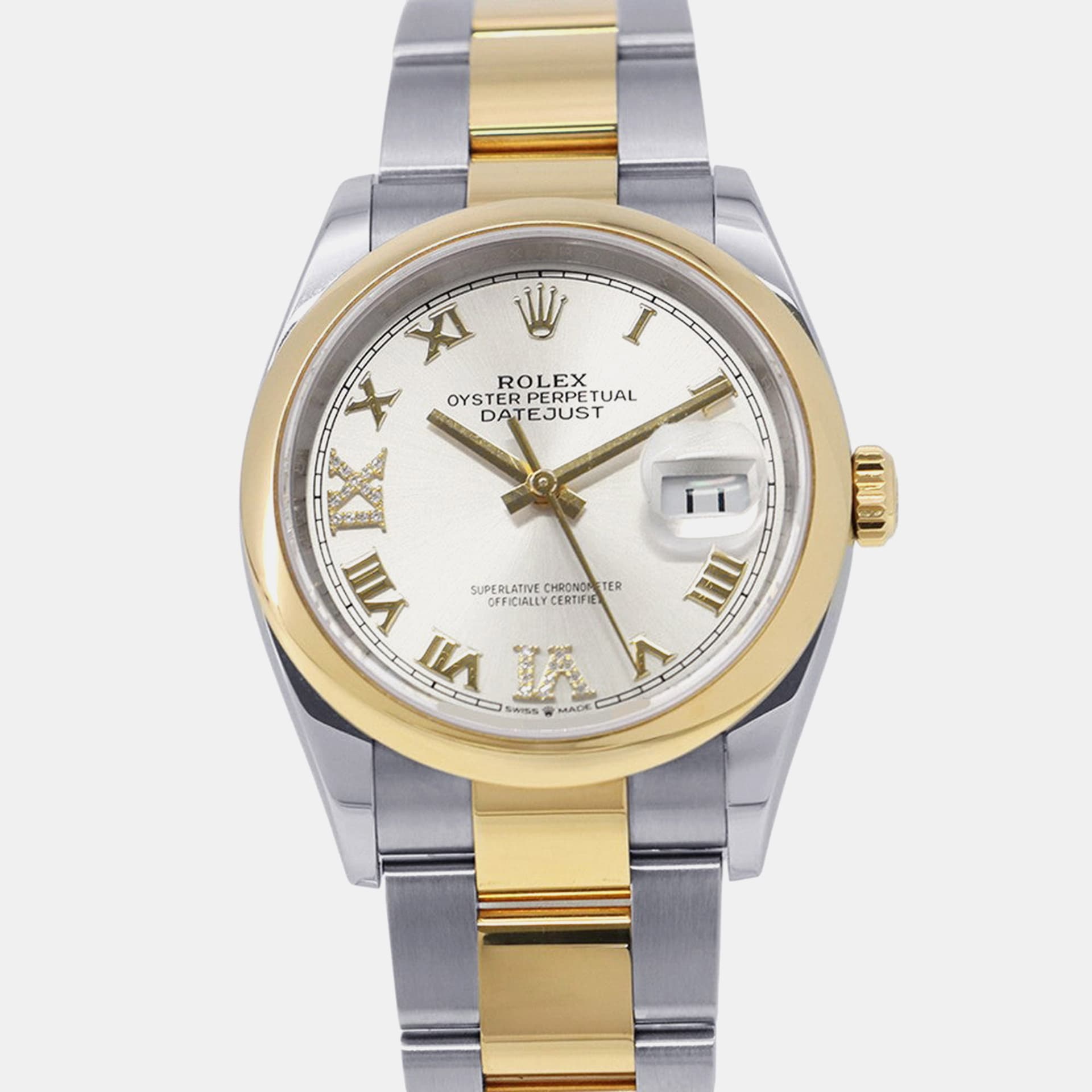 Rolex Datejust 126203 White Yellow Gold, Stainless Steel, Diamond Men's Wristwatch 36mm