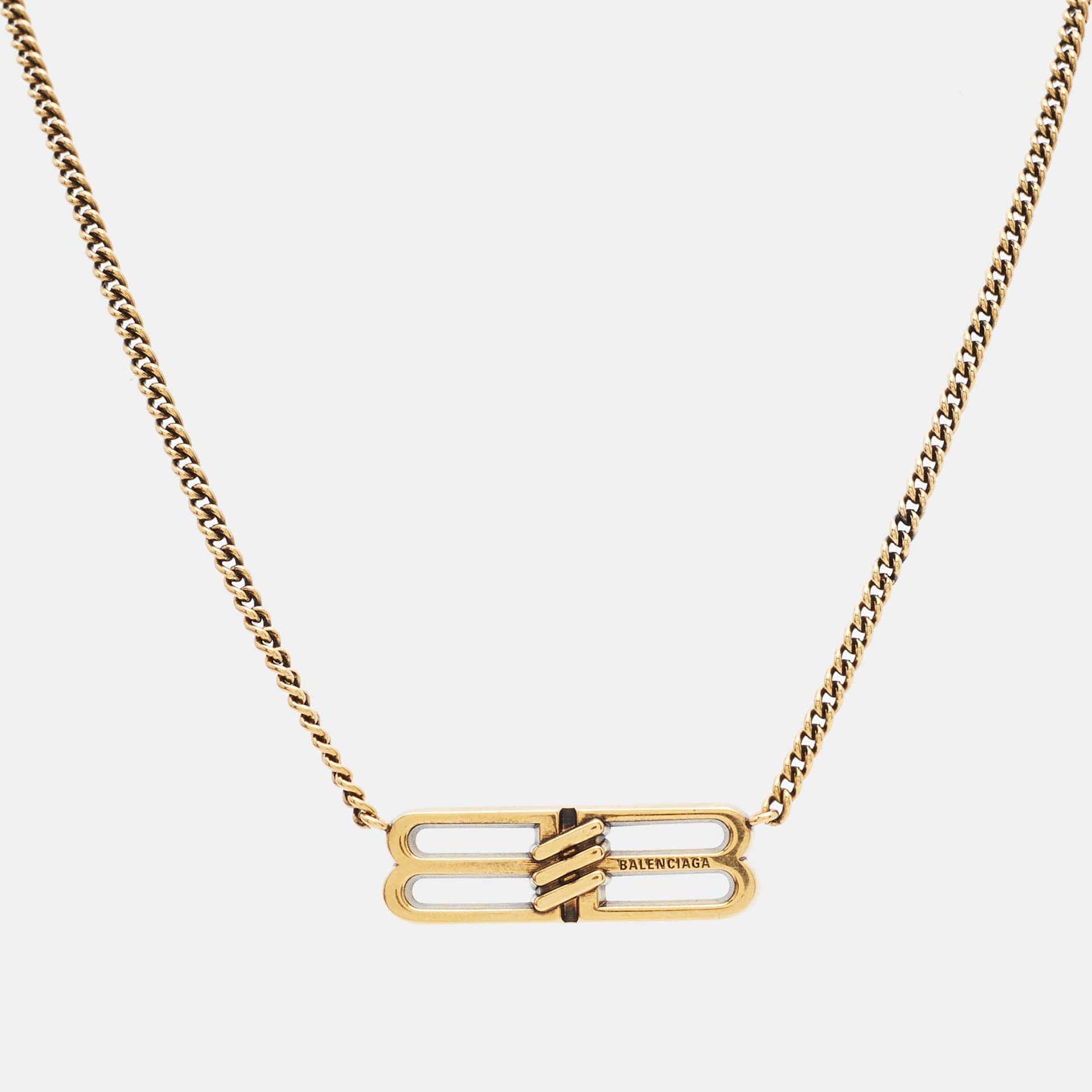 Balenciaga BB Icon Gold Tone Chain Necklace