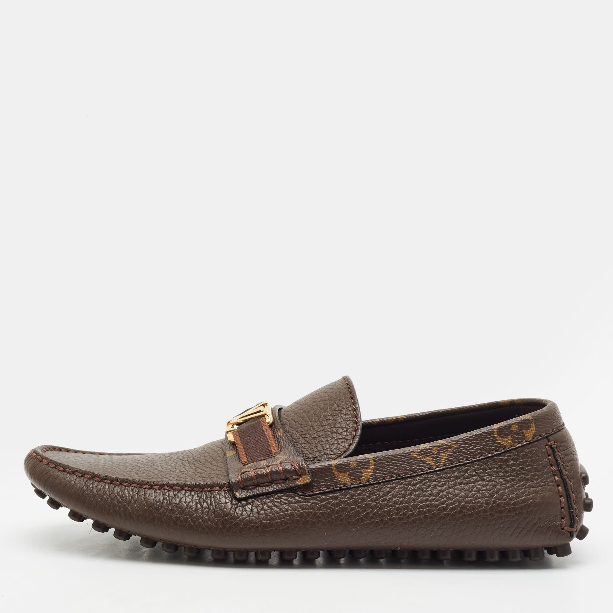 Louis Vuitton Hockenheim Size 40 Brown Monogram Canvas and Leather Loafers