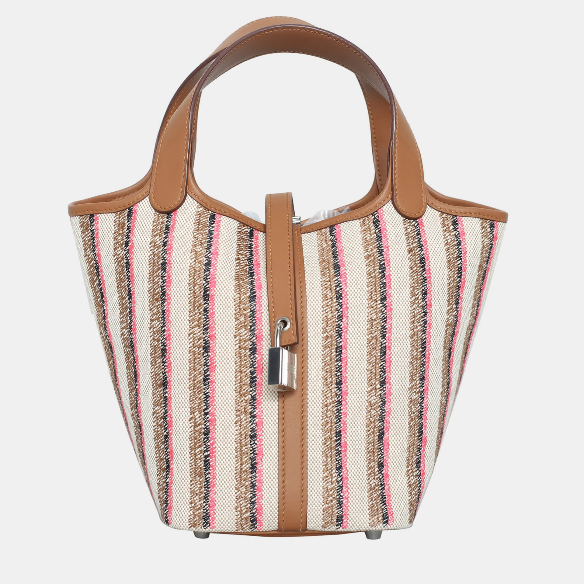 Hermes Picotin Lock 18 Gold Multicolor Canvas Leather Top Handle Bag