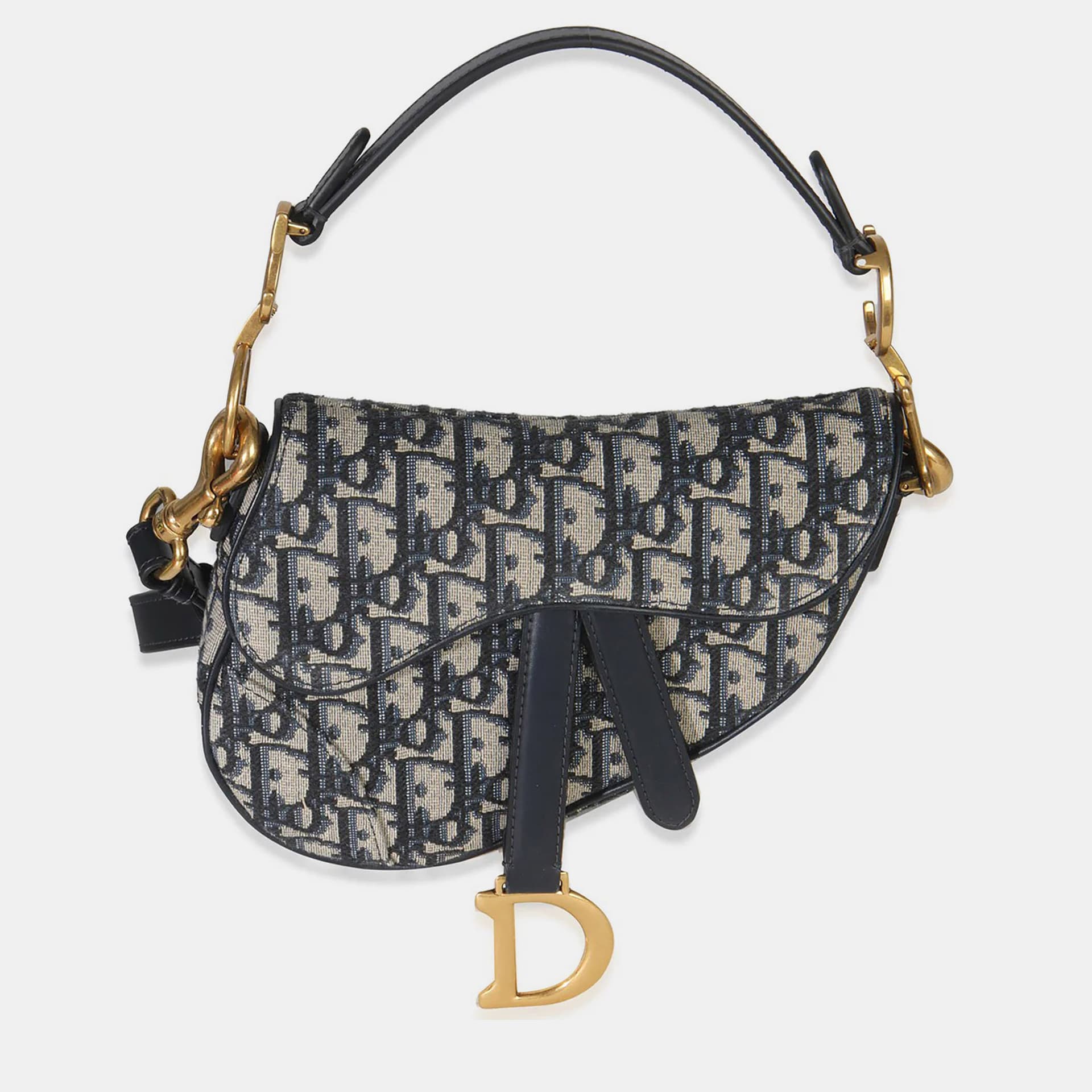 Christian Dior Blue Oblique Canvas Mini Saddle Bag