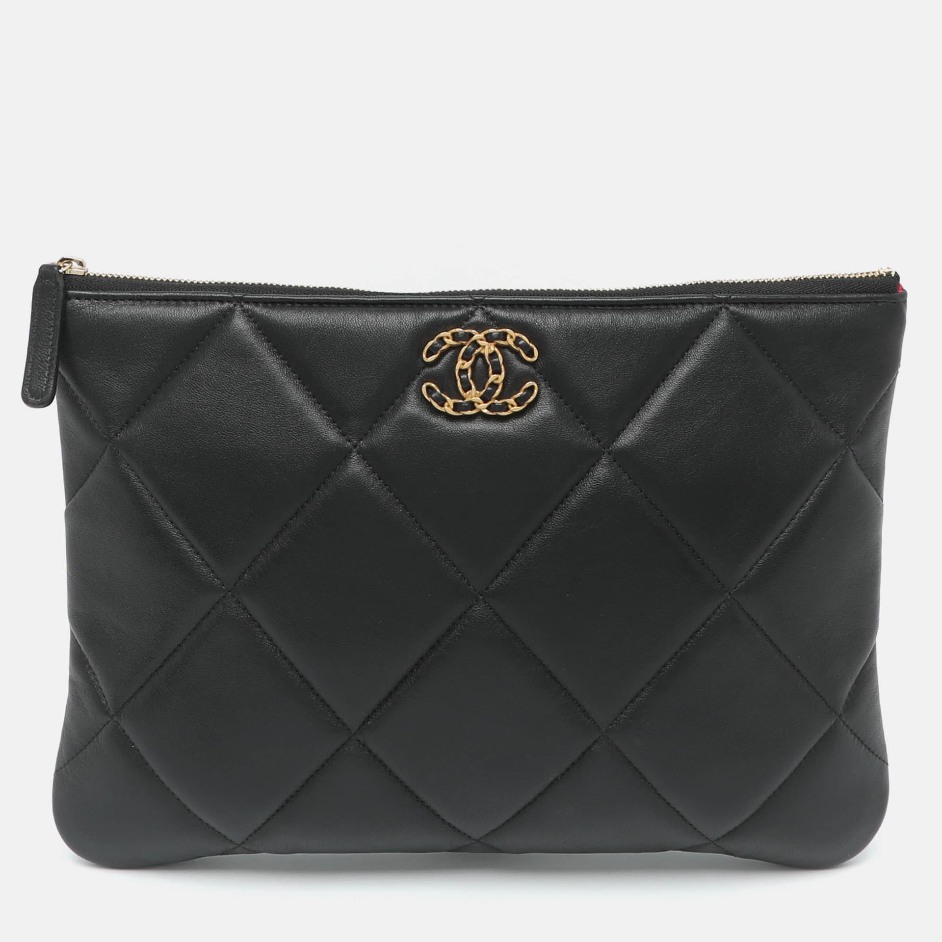 Chanel 19 Black Quilted Leather Clutch