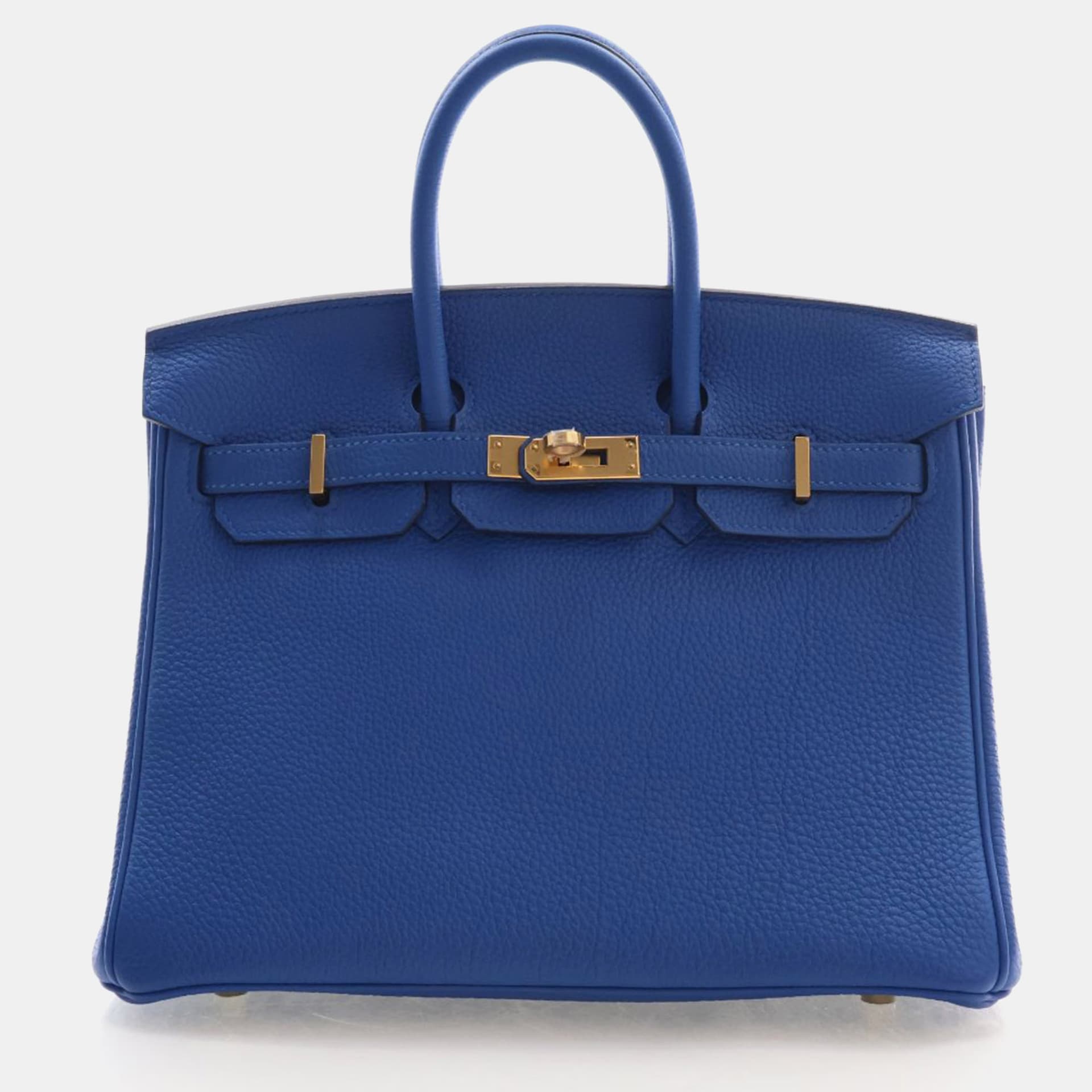 Hermes Birkin 25 Bleu France Togo Calfskin Leather Top Handle Bag