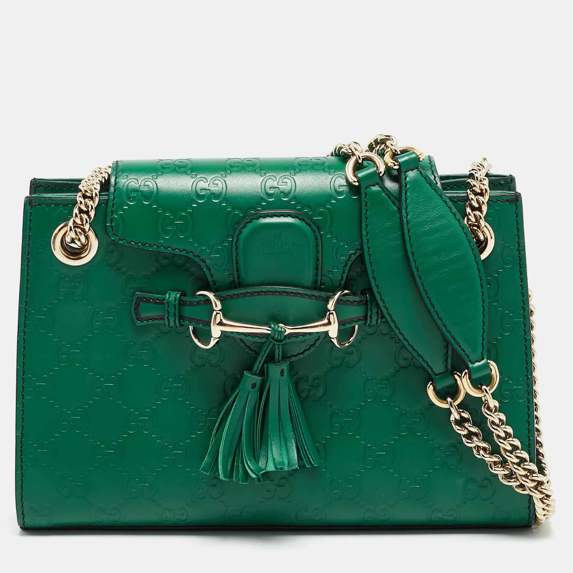 Gucci Emily Chain Green Small Guccissima Leather Shoulder Bag
