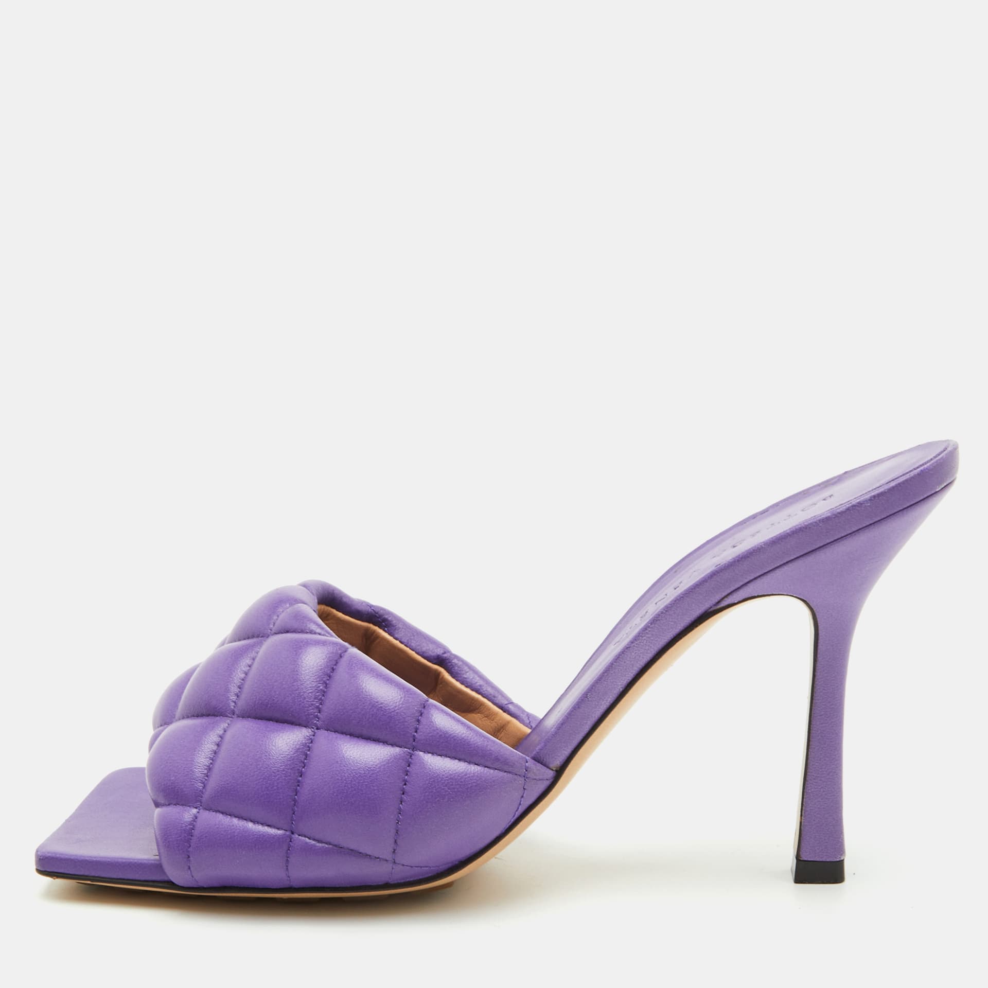 Bottega Veneta Lido Size 38 Purple Padded Leather Slide Sandals