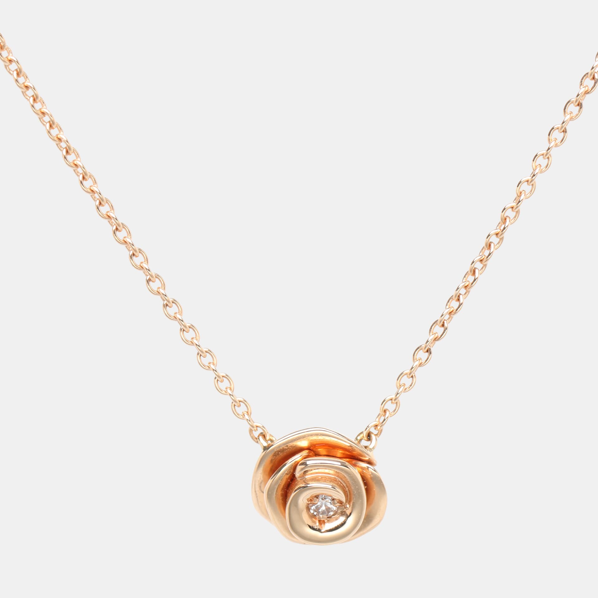 Dior Small Rose Couture Diamond 18k Rose Gold Pendant Necklace