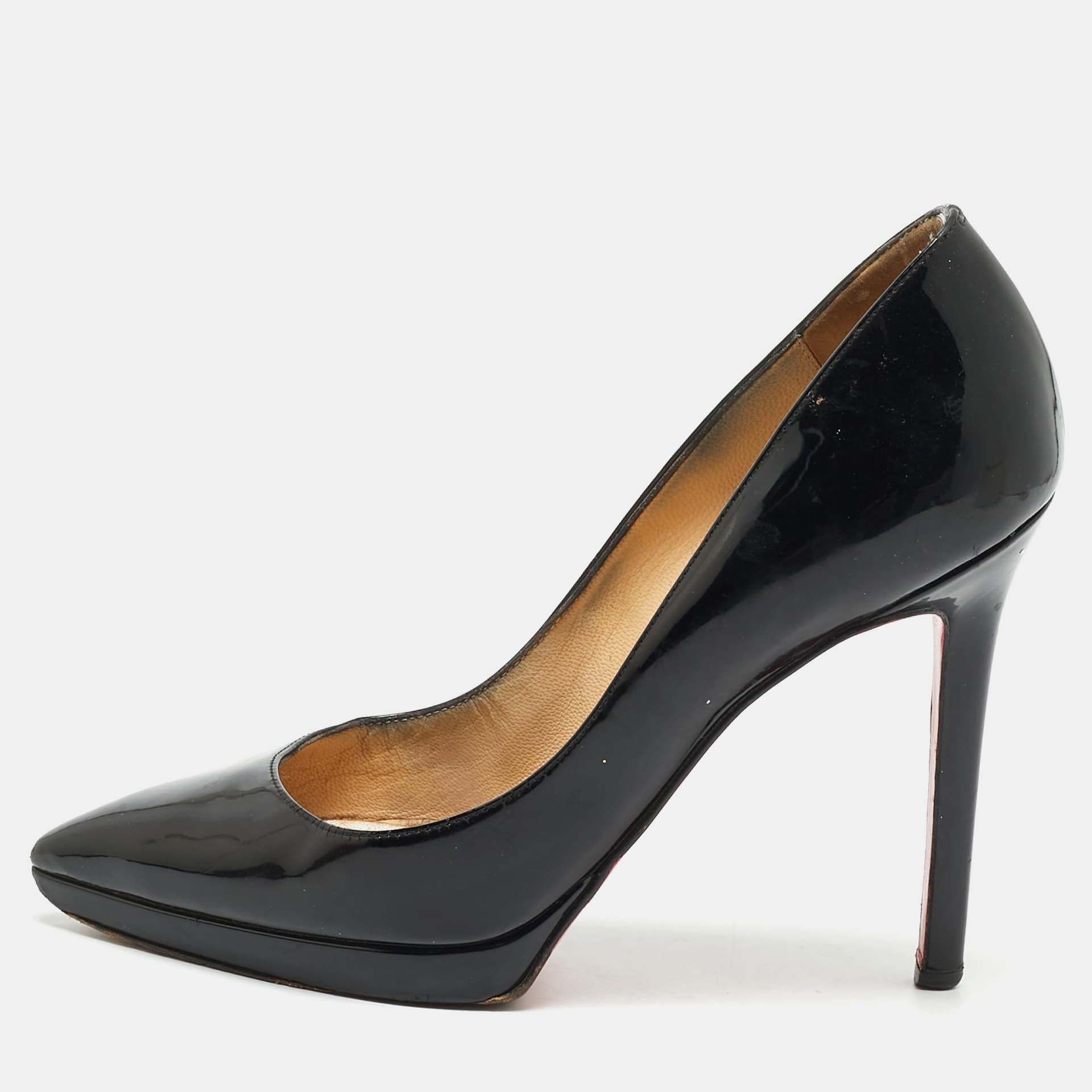 Christian Louboutin Pigalle Plato Size 36 Black Patent Leather Pumps