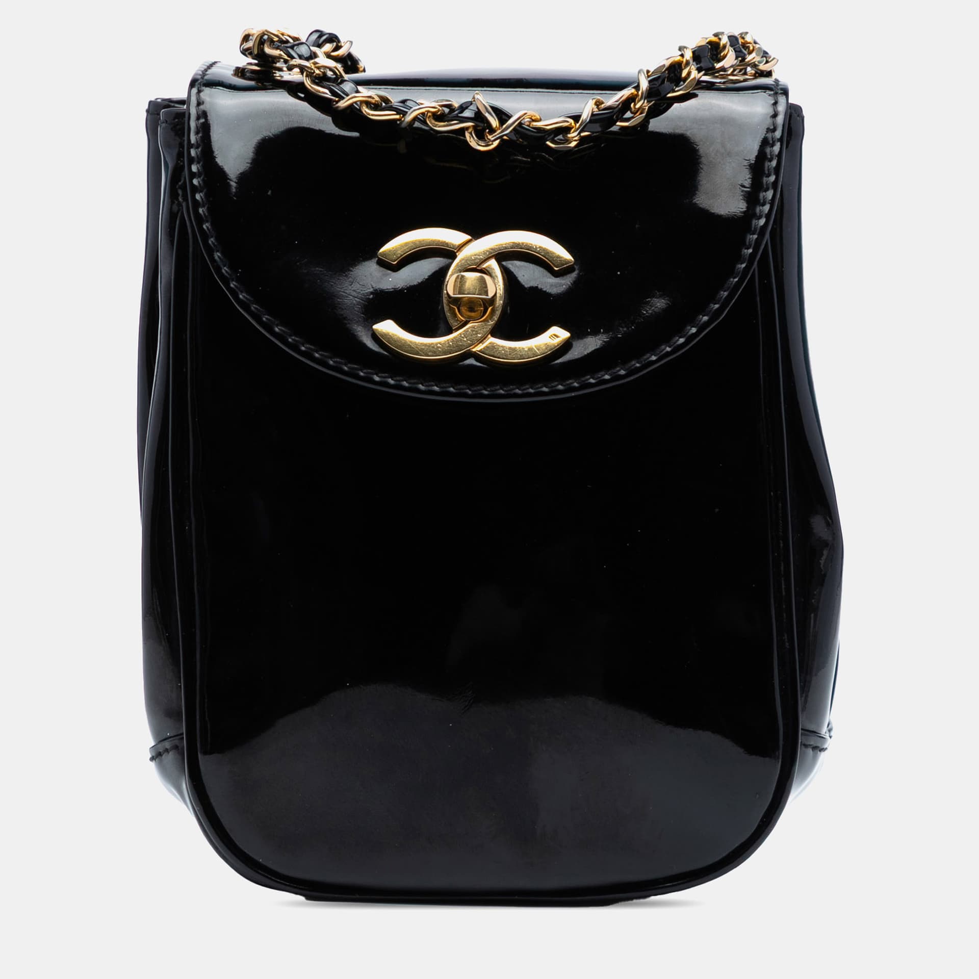 Chanel Black CC Patent Flap Crossbody
