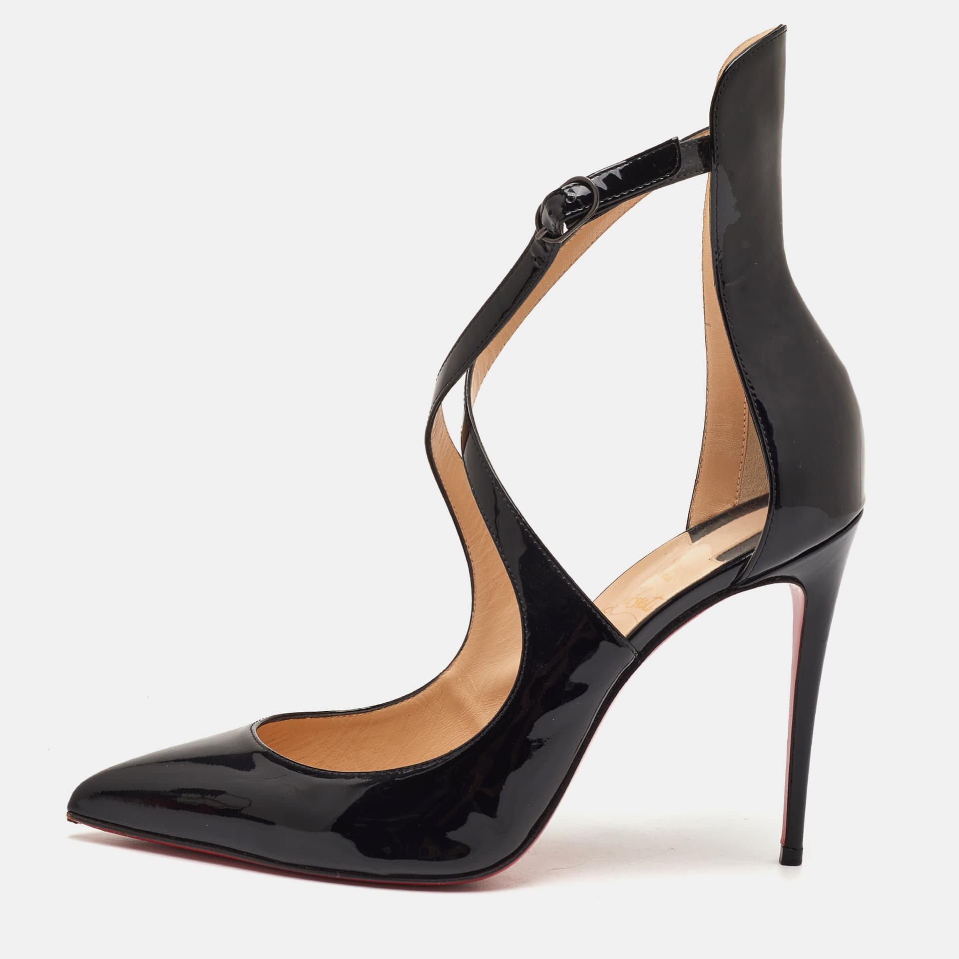 Christian Louboutin Marlenarock Size 39.5 Black Patent Leather Pointed Toe Pumps