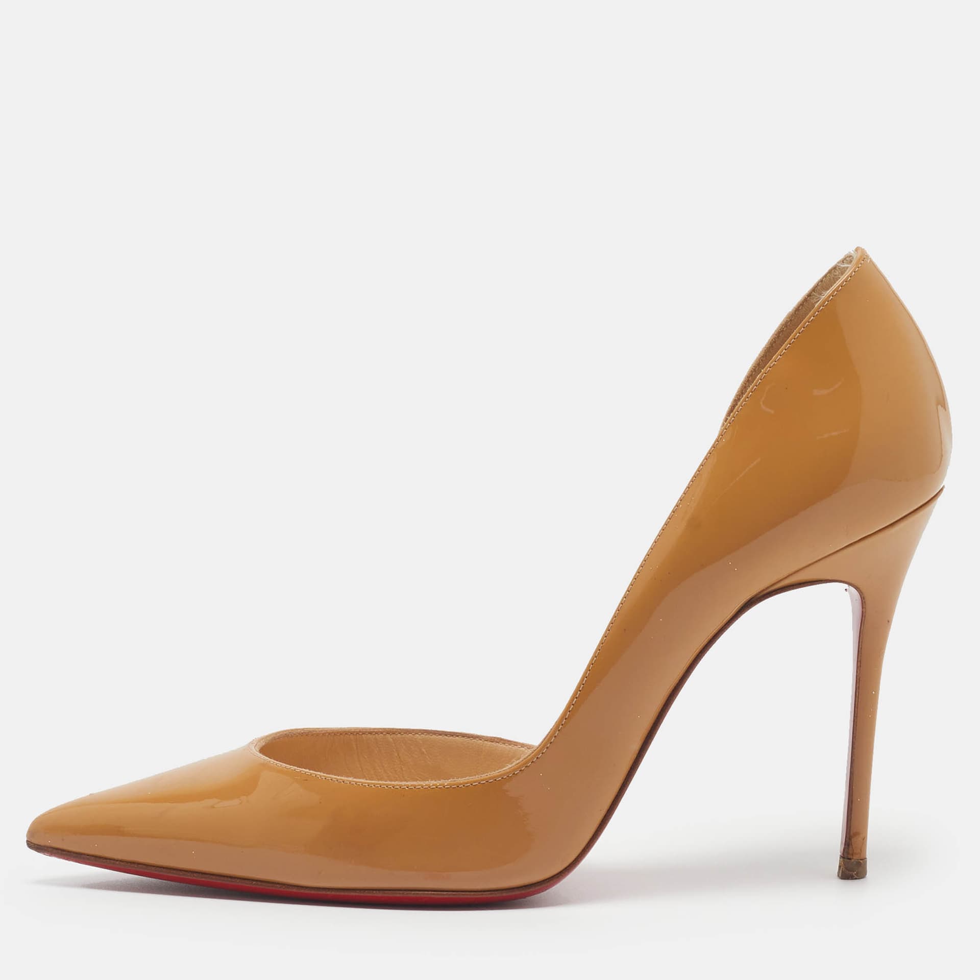 Christian Louboutin Iriza Size 36.5 Beige Patent Leather D'orsay Pumps