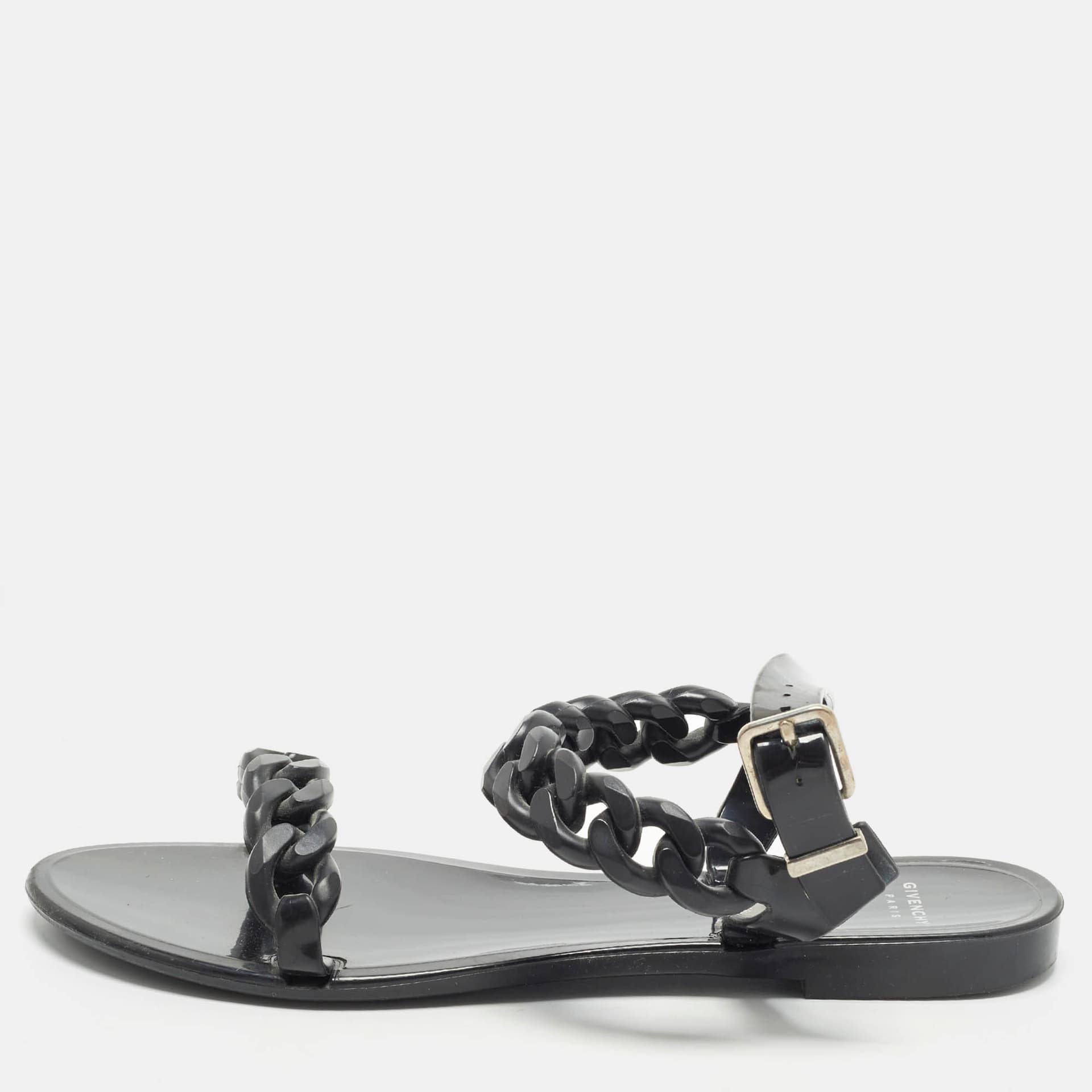 Givenchy Size 37 Black Jelly Chain  Flats
