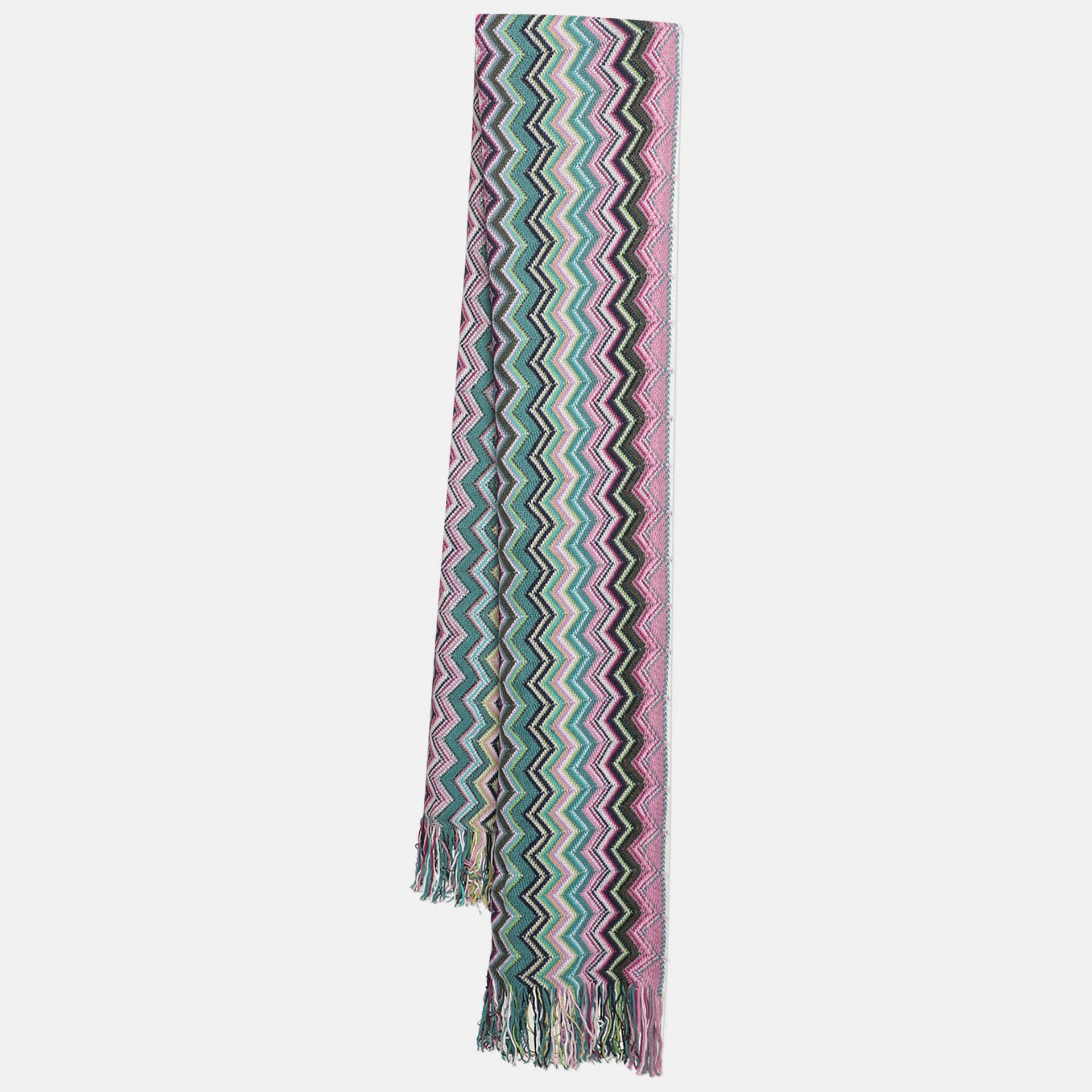 Missoni Multicolor Zig Zag Print Fringe Scarf