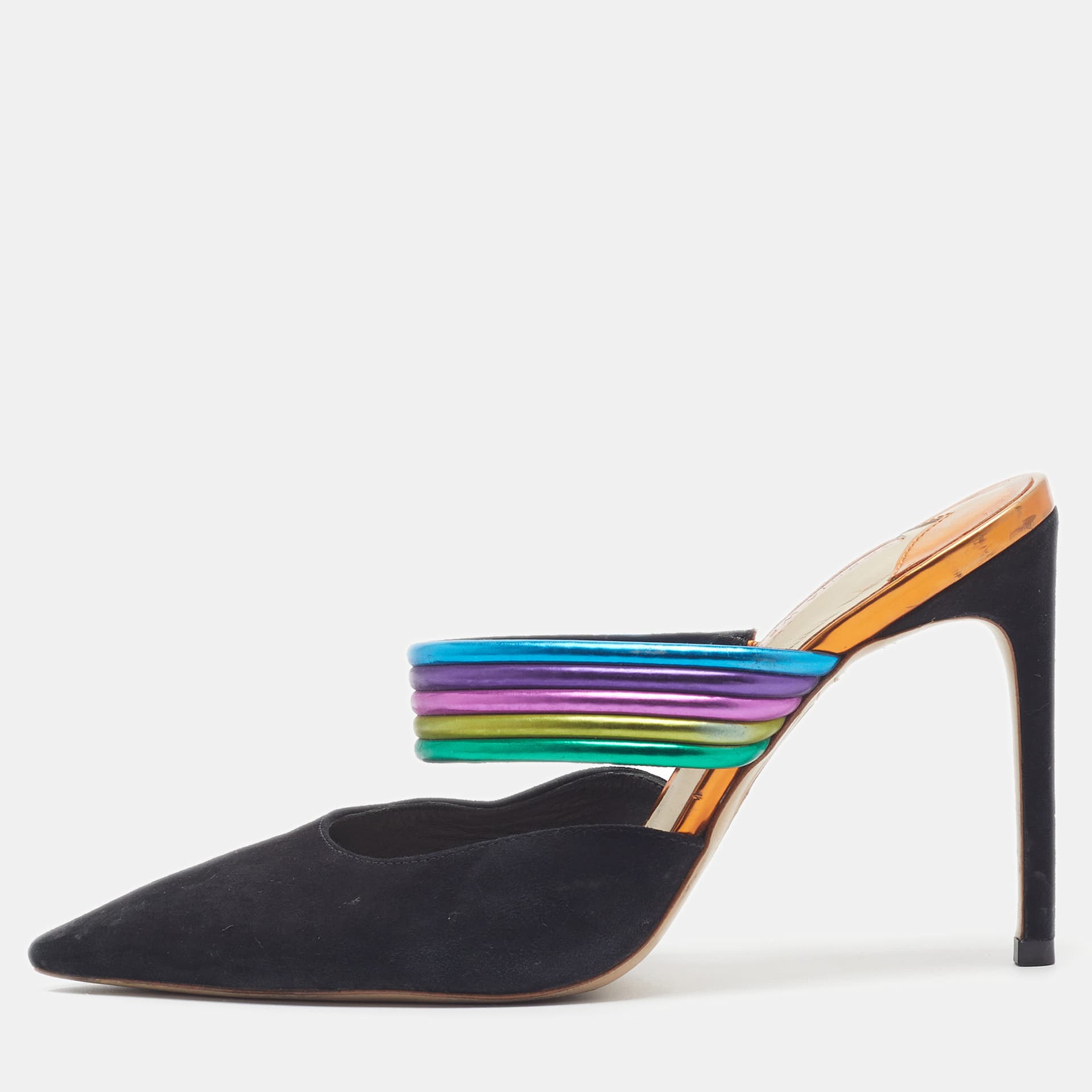 Sophia Webster Joy Size 39 Multicolor Leather and Suede Mules