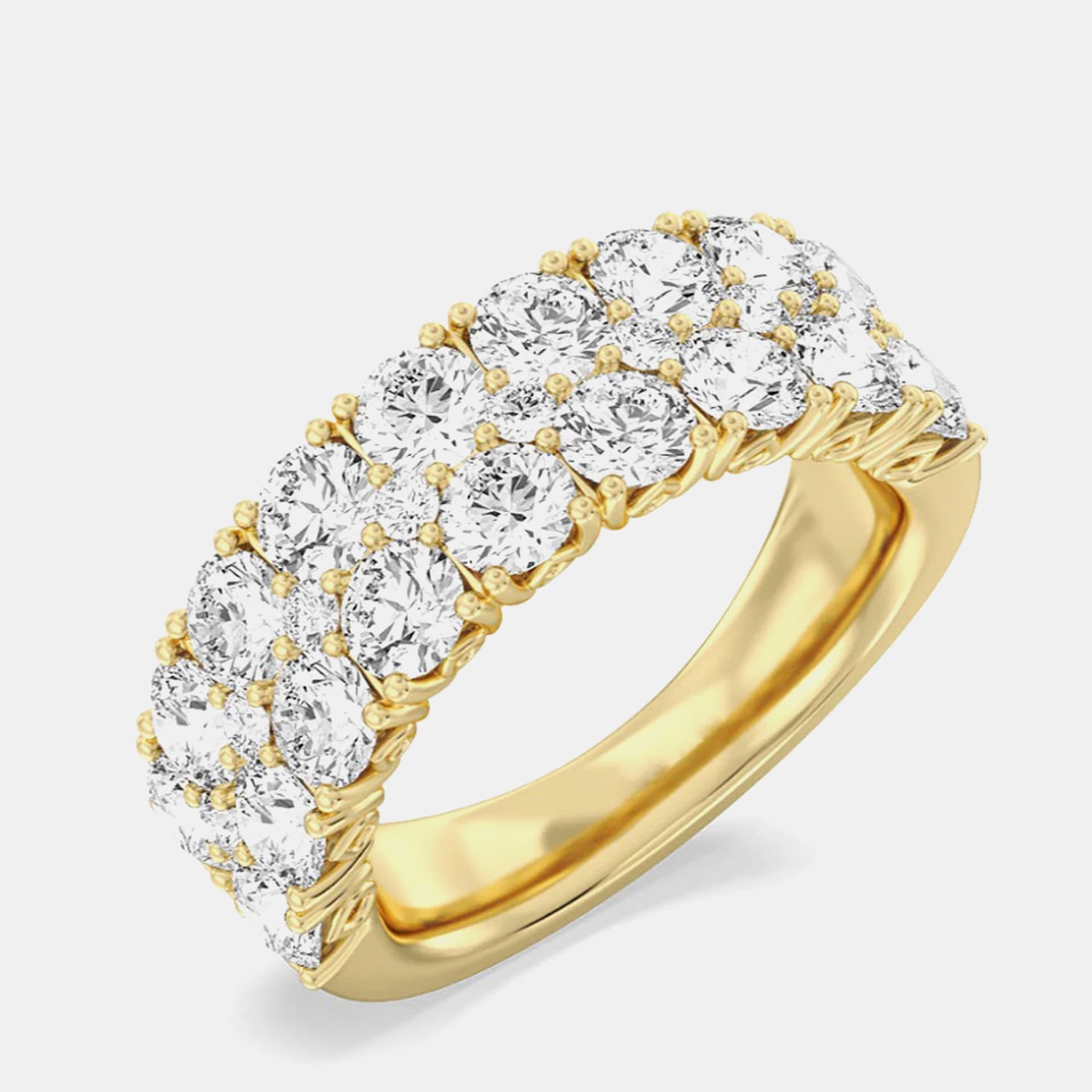 3 cts Round Cut Lab Grown Diamond 14k Yellow Gold Engagement Band 3.4 MM