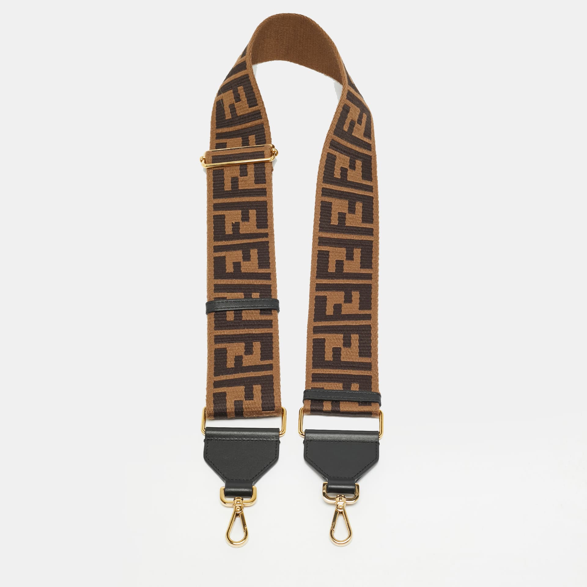 Fendi Strap You Bag Shoulder Strap Black/Tobacco Zucca Canvas