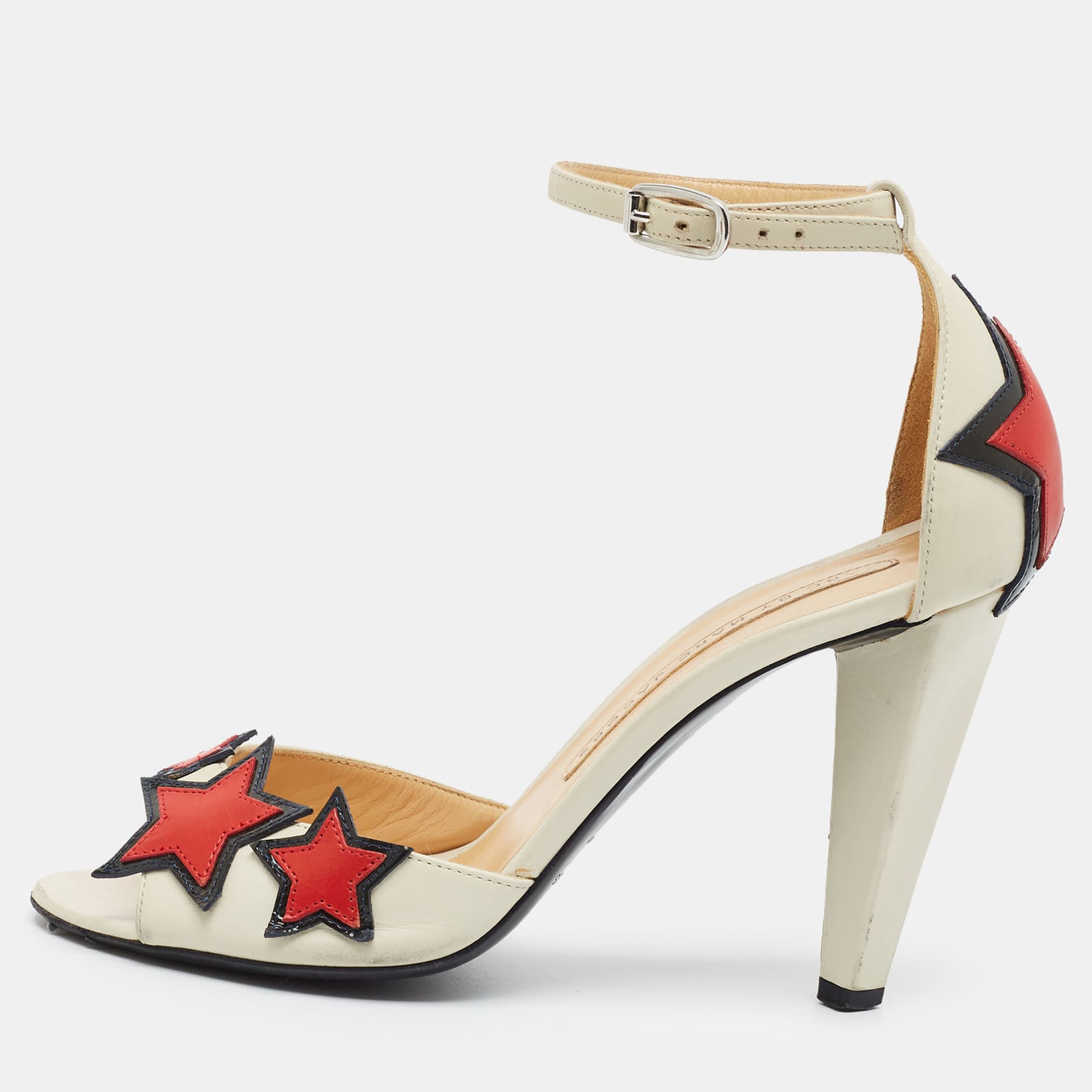 Marc by Marc Jacobs Size 36 White Leather Ankle Strap Red Star Sandals