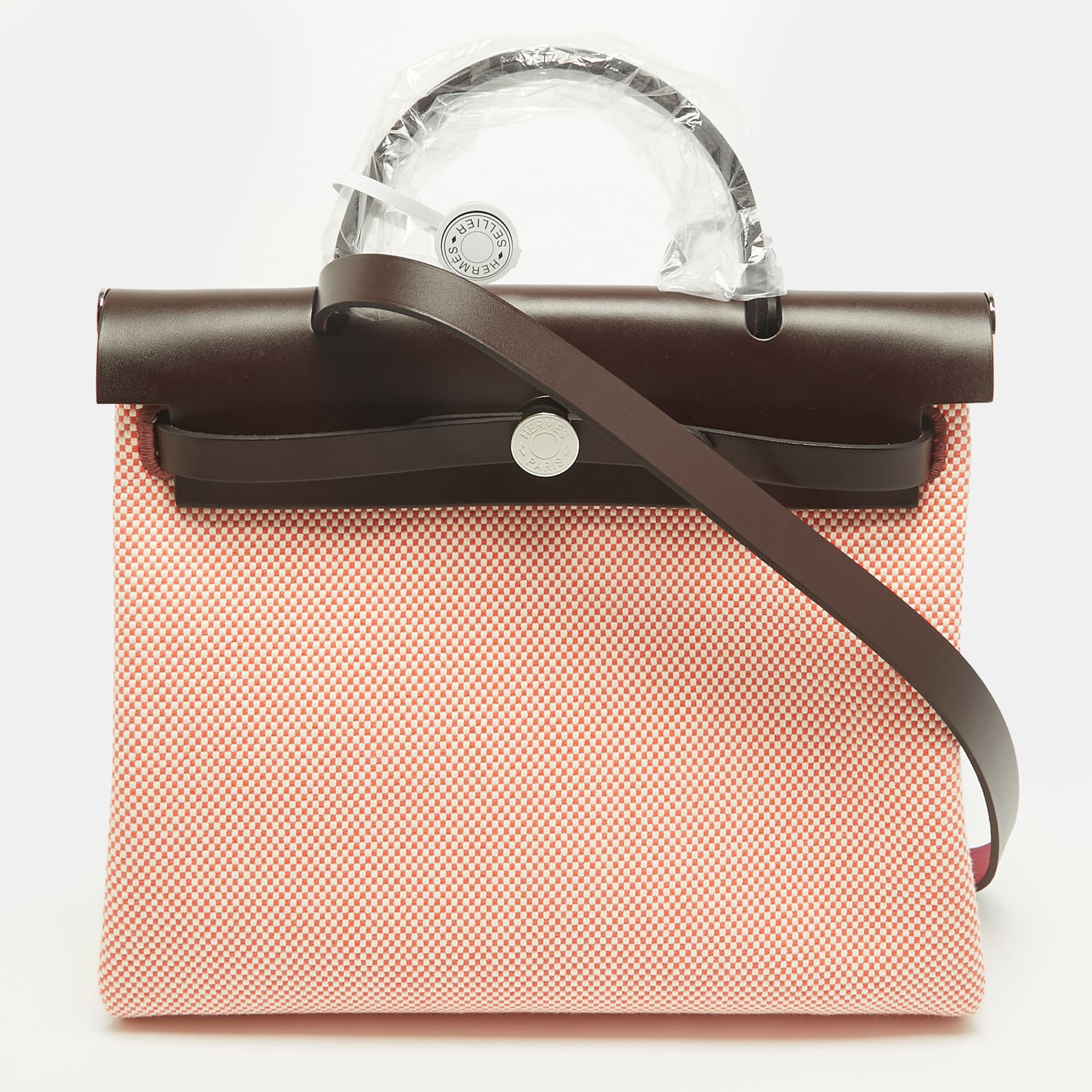 Herm&egrave;s Herbag Zip 31Orange Field/Ecru/Rouge Sellier Criss Viking Toile and Vache Hunter Top Handle Bag