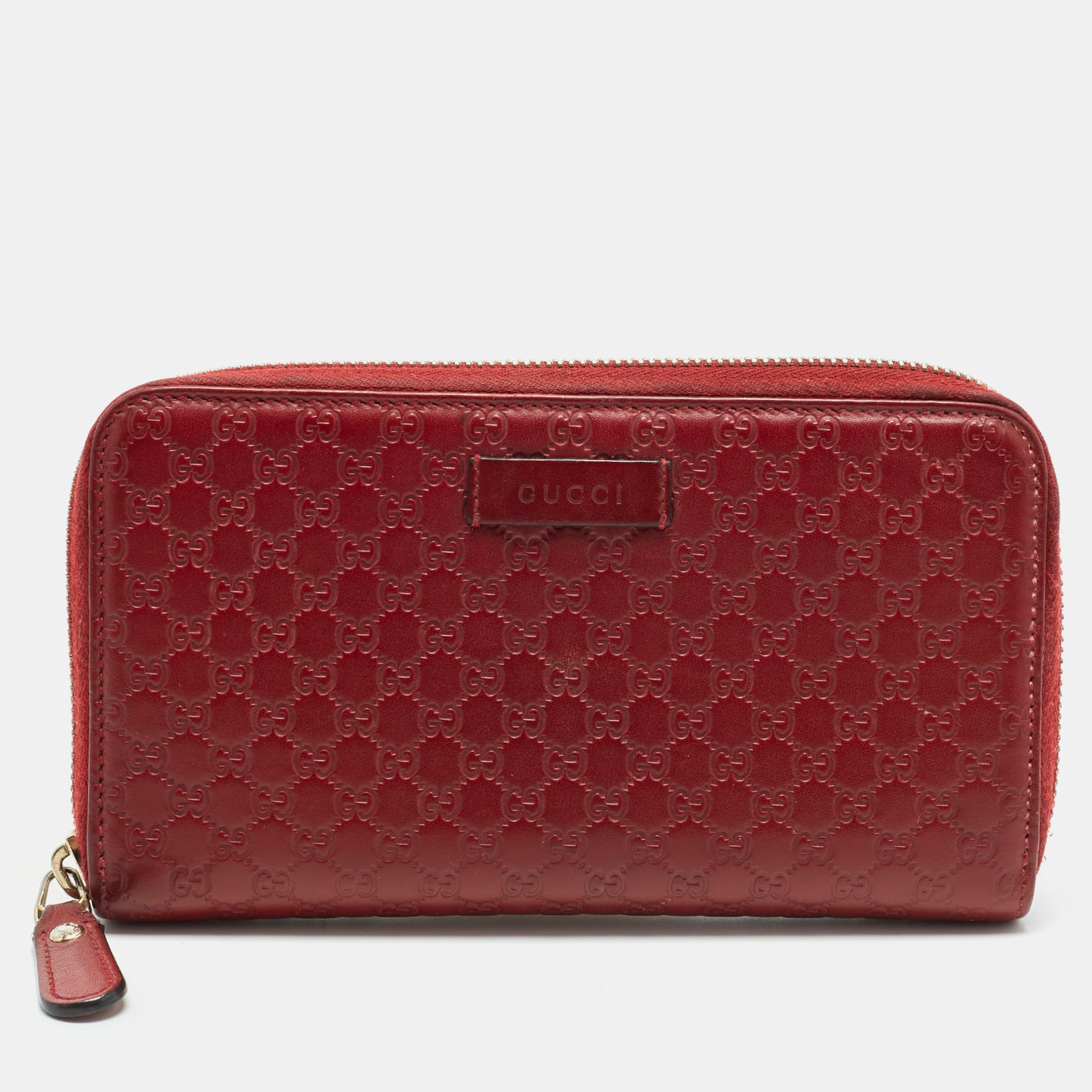 Gucci Red Microguccissima Leather Zip Around Wallet