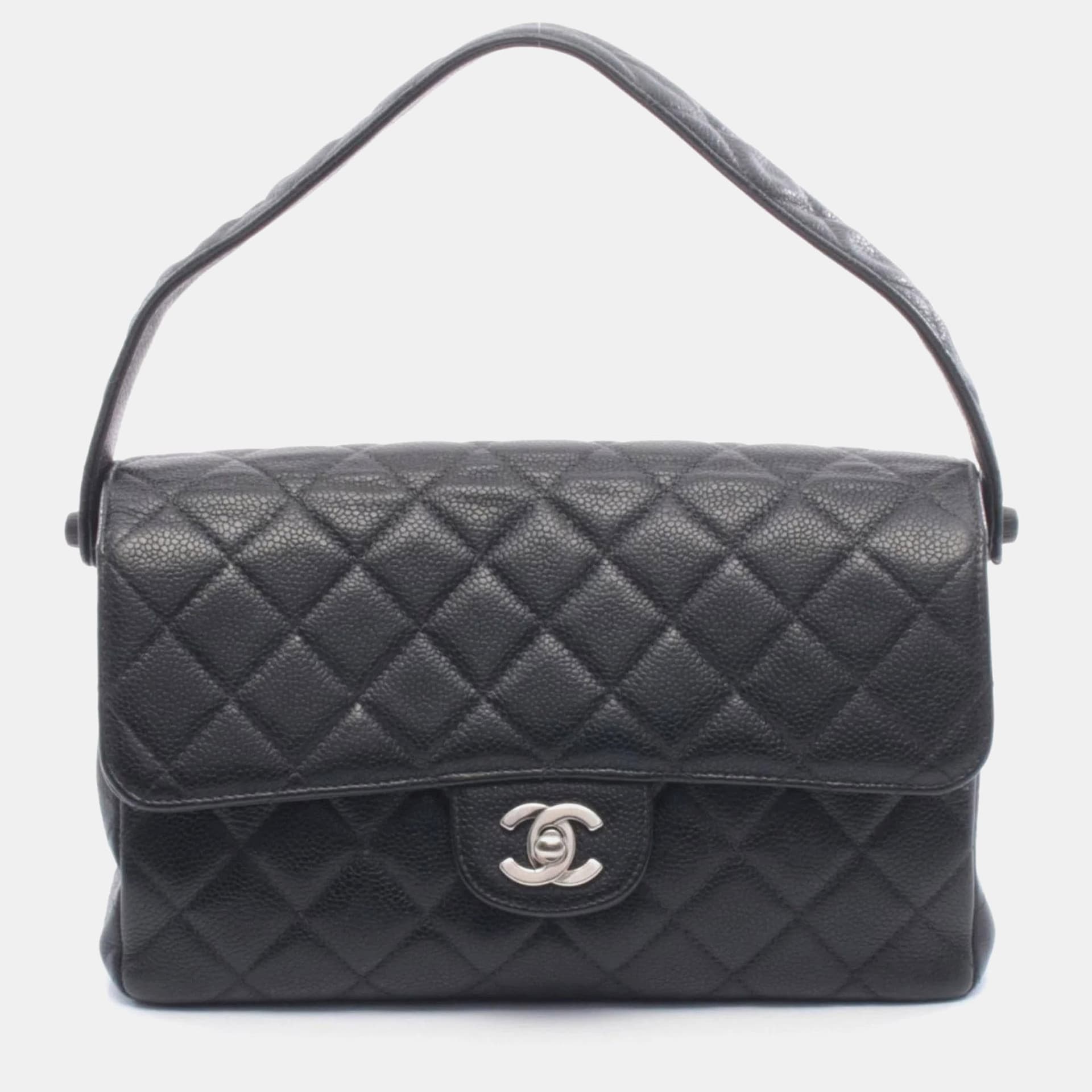 Chanel Black Leather Grained Calf Shoulder Bag