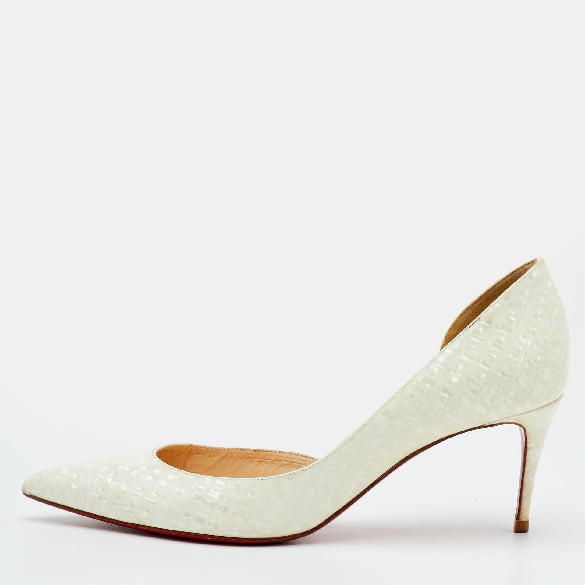 Christian Louboutin Iriza Size 38 White Patent Leather D'Orsay Pumps